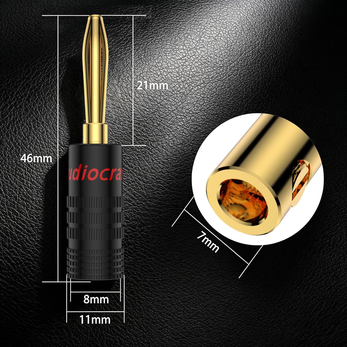 Tertullus Banana Plugs 24K Gold Plated Dual Screw LockingBanana Connectors Adapter for Speaker Wire, Wall Plate, HomeTheater, Audio/Video Receiver