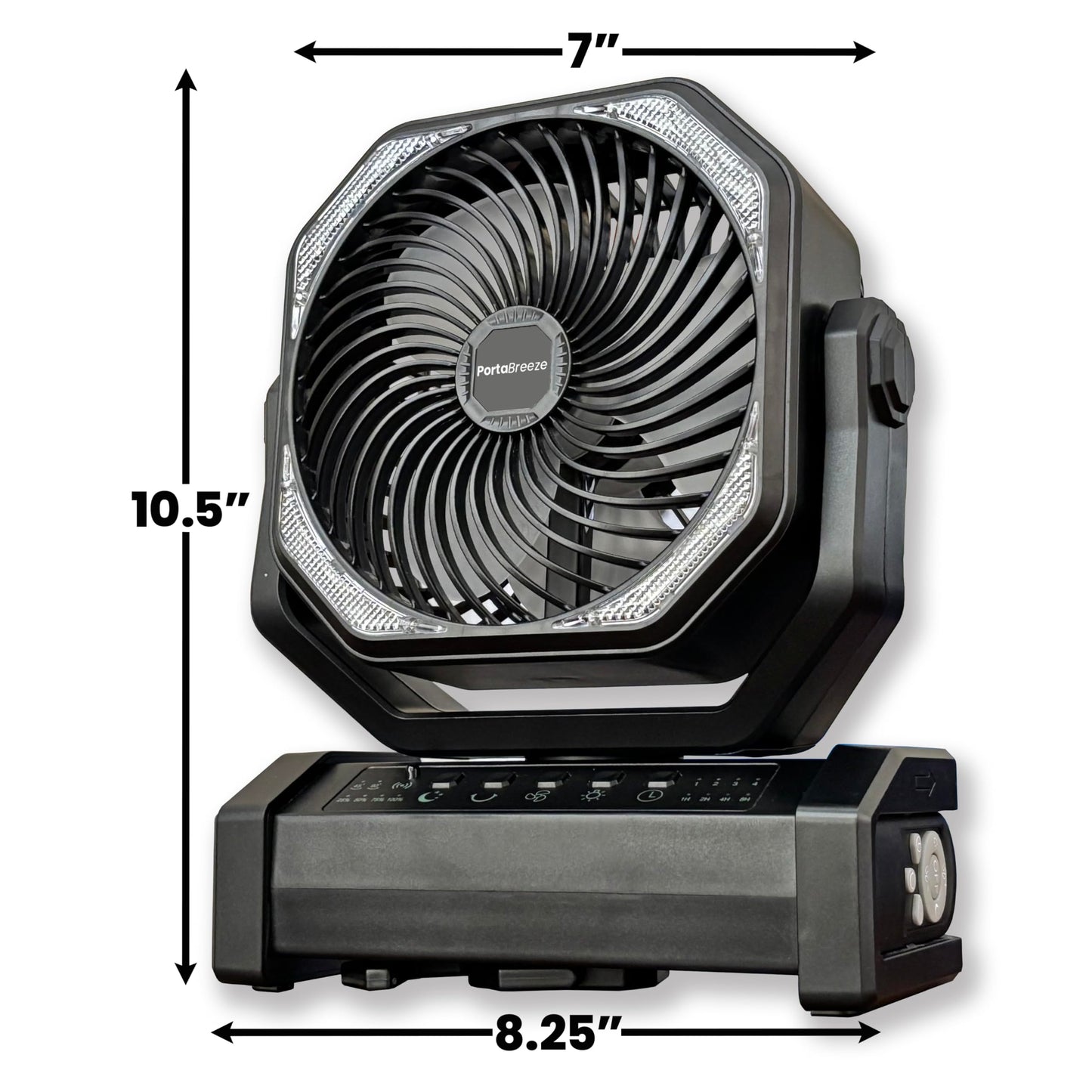 Porta Breeze 20000mAh Rechargeable Camping Fan w Light, Portable Battery Operated High Velocity Floor Table Fan; Oscillating w Timer, Remote