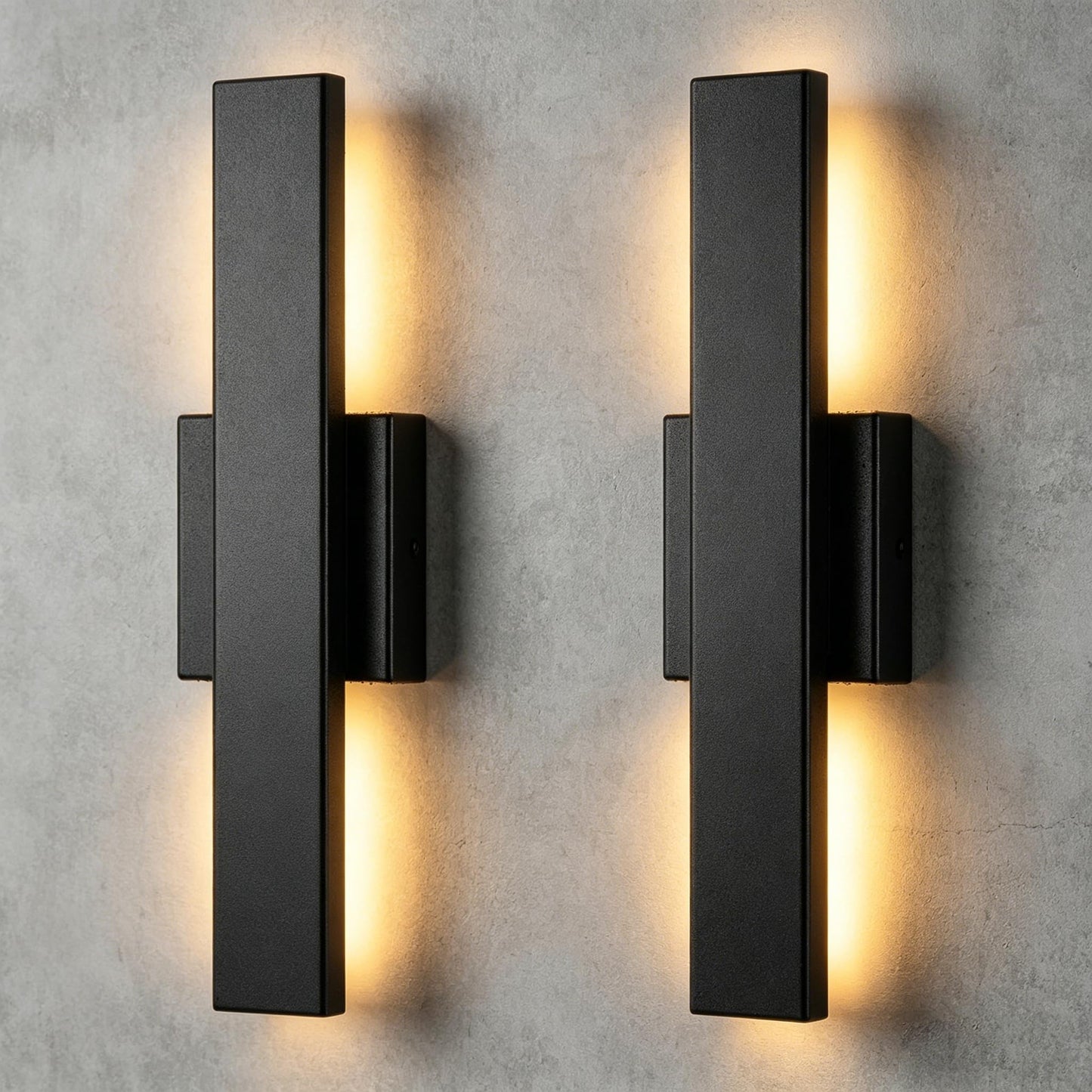 VINYAO 2 Pack 15.7” 20W Modern Linear LED Outdoor Wall Light Exterior Lighting Fixtures,Matte Black?for Porch, Patio, Garage, Exterior Doors, Patio