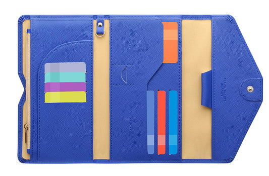 ZOPPEN Multi-Purpose RFID Blocking Travel Passport Wallet Ver.4 – Trifold Document Organizer & Holder, Dazzle Blue