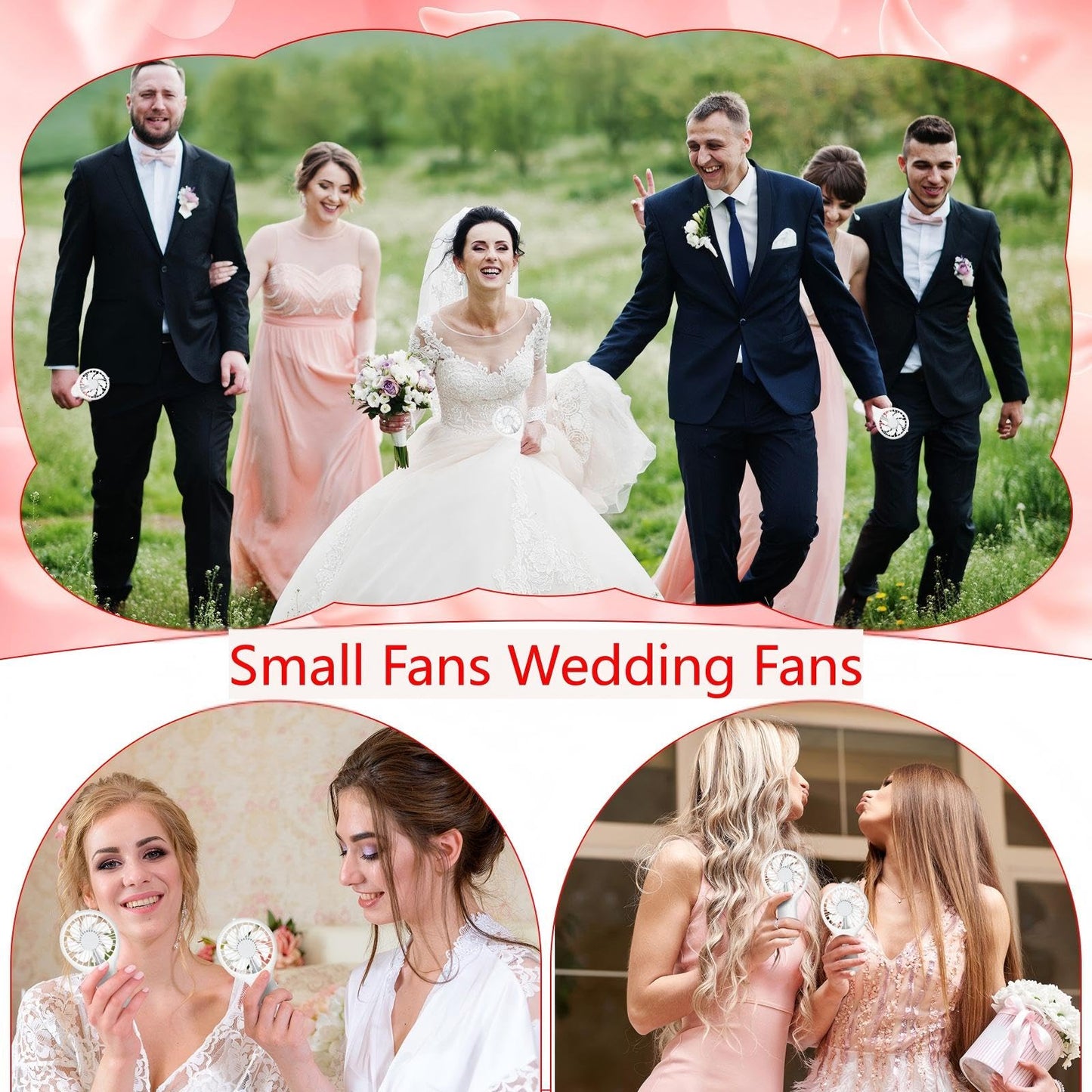 Mudder 20 Set Bulk Mini Fans for Wedding Guests 3 Speed Small Handheld Personal USB Wedding Travel Fan with Card Gift Bags for Bridal Party Gifts Baby