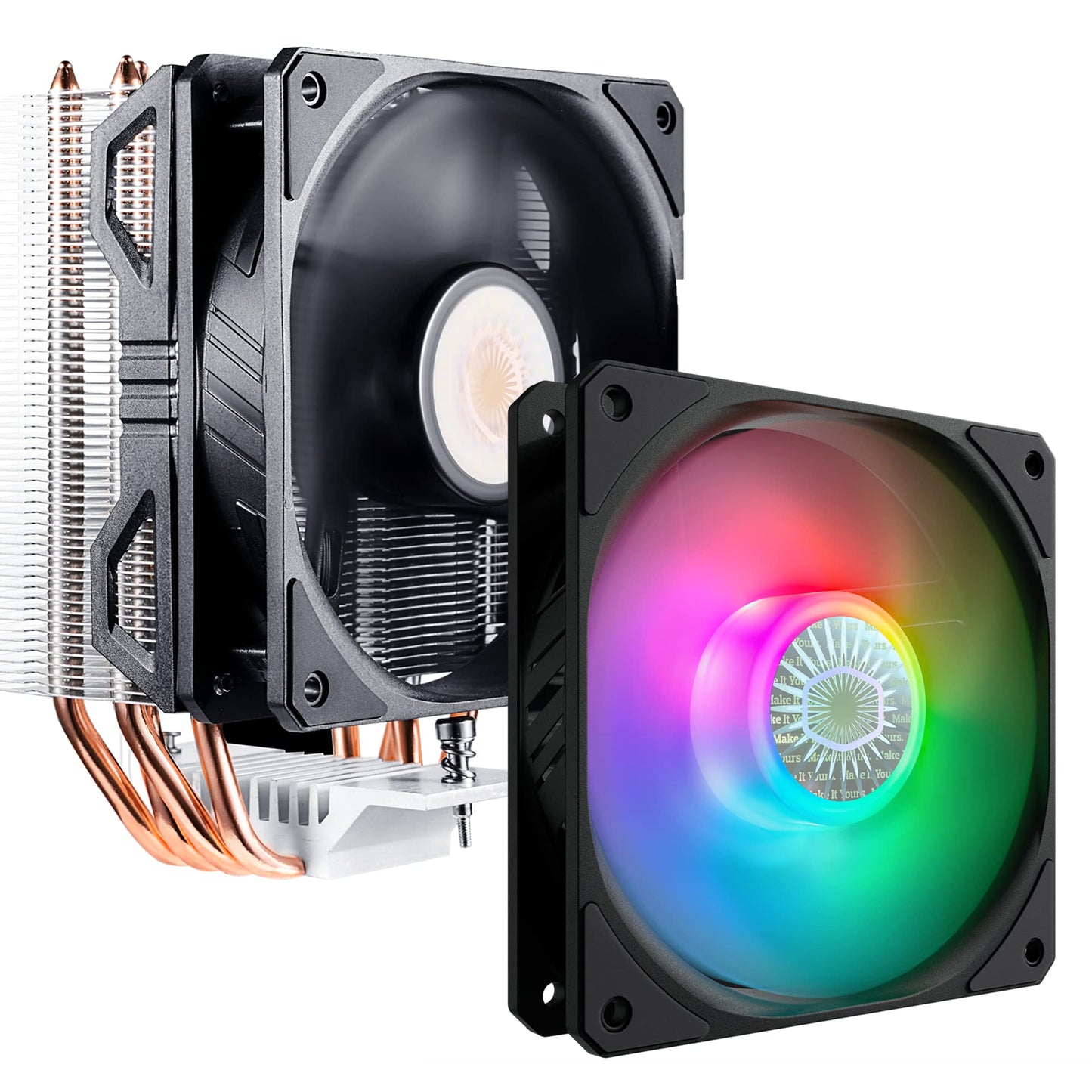 Cooler Master Hyper 212 EVO V2 CPU Air Cooler, SickleFlow 120 V2 ARGB Bundle, 4 Copper Direct Contact Heat Pipes, ARGB 3-Pin Customizable LEDs, PWM
