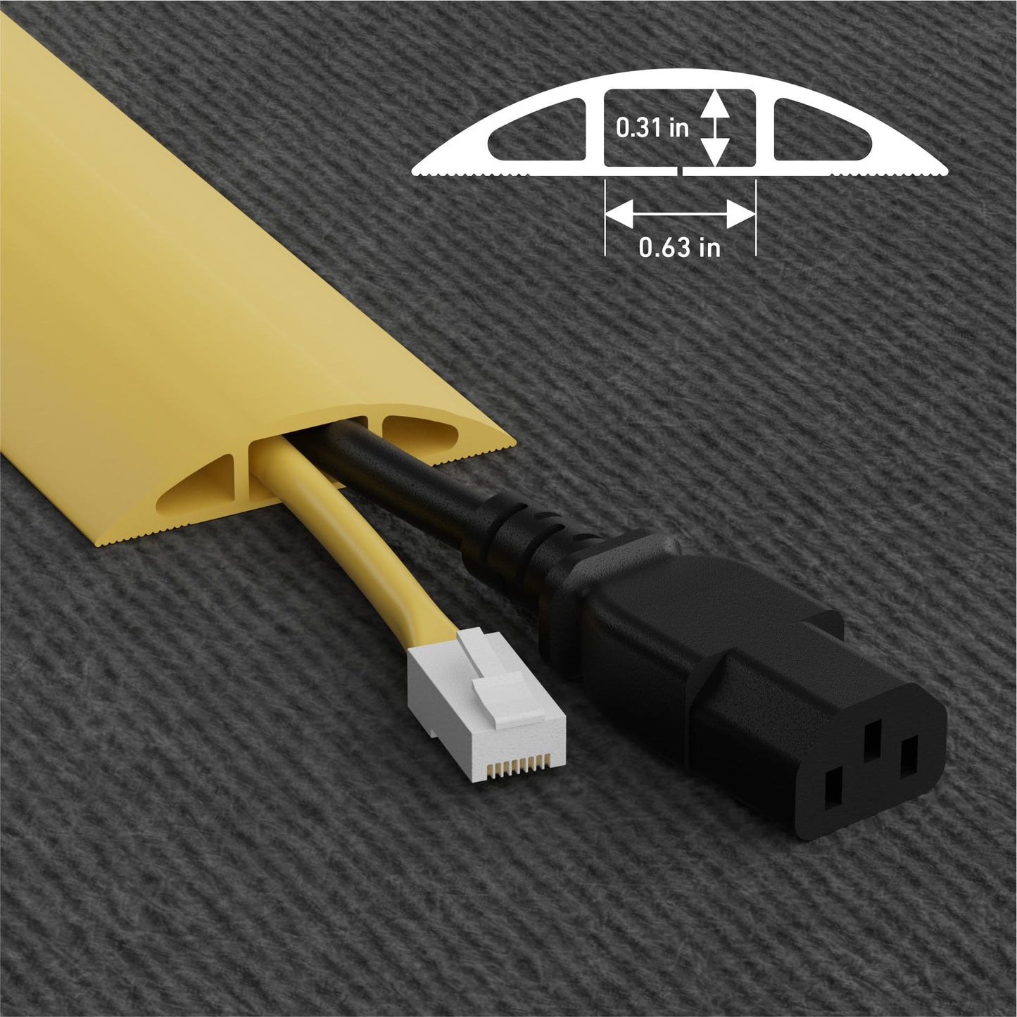 D-Line 6ft Floor Cord Cover, Floor Cable Protector, Extension Cord Cover, Protect Wires & Prevent Cable Trips, Cable Management Solution - Cord Cavity