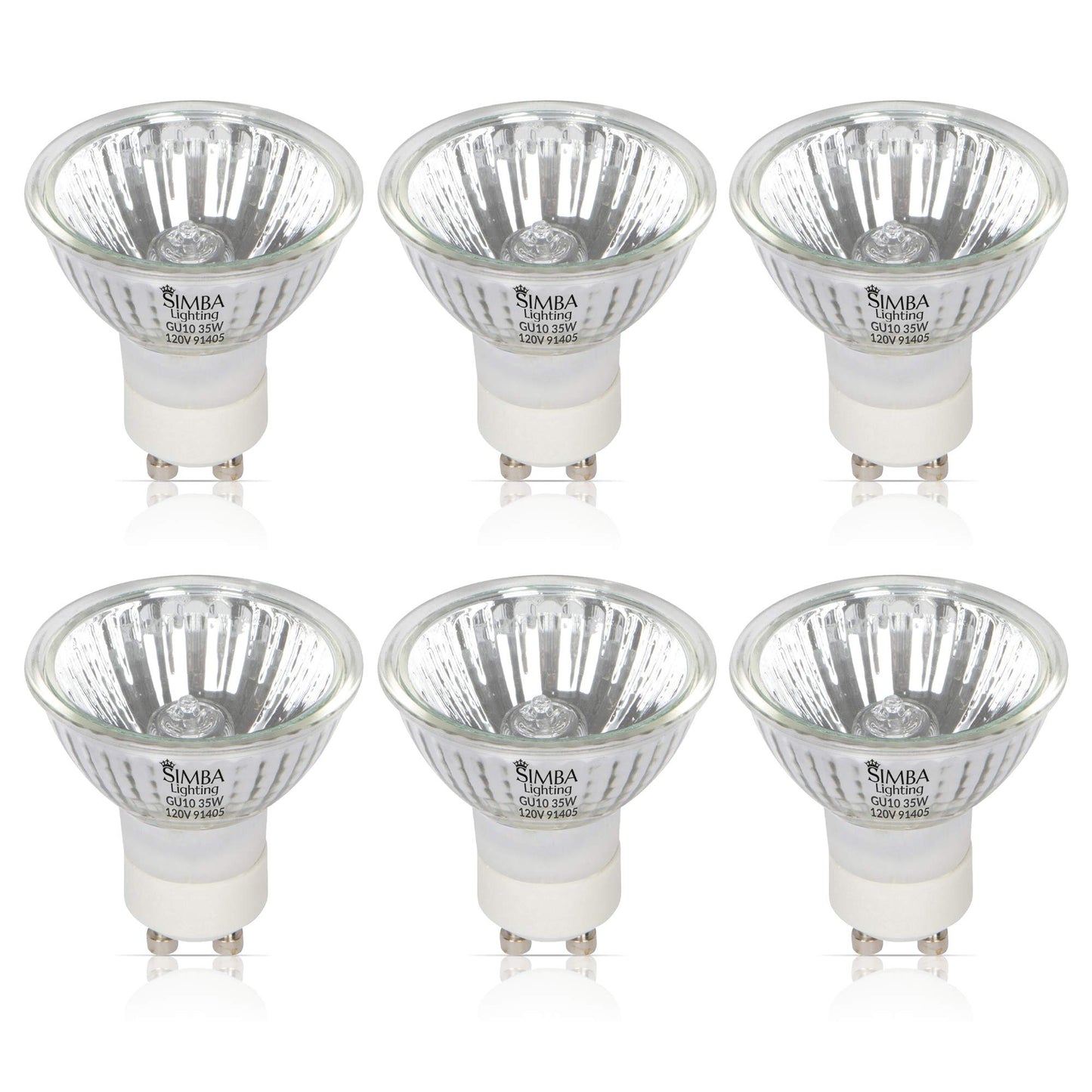 Simba Lighting Halogen GU10 35W Spotlight 120V MR16, Glass Cover, 6 Pack