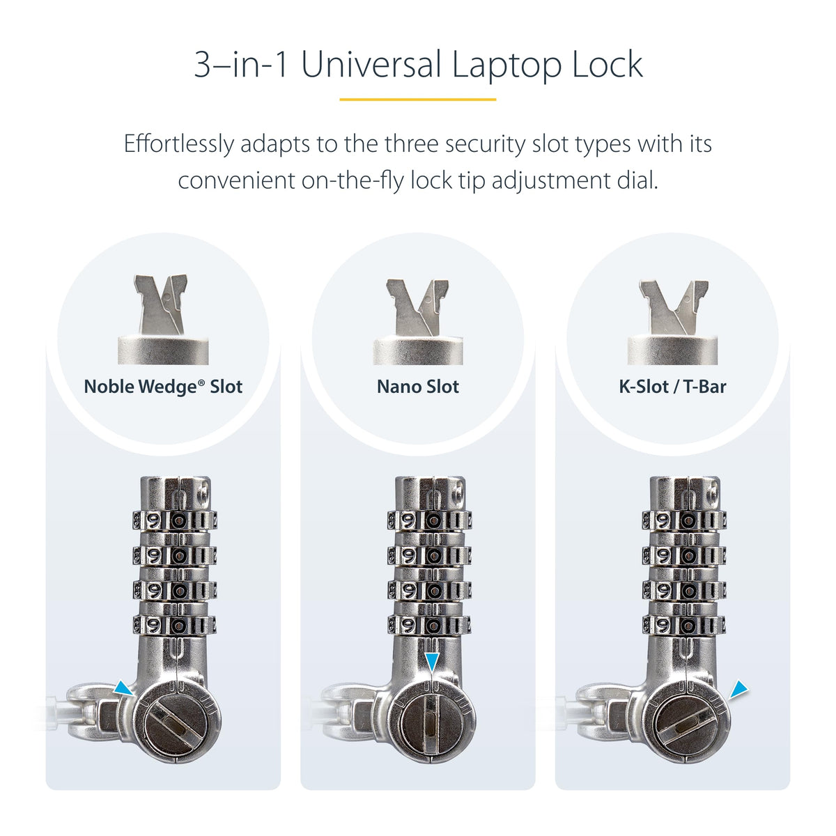 StarTech Universal Laptop Lock, 6.6ft, TAA, Cut-Resistant Cable (2m)