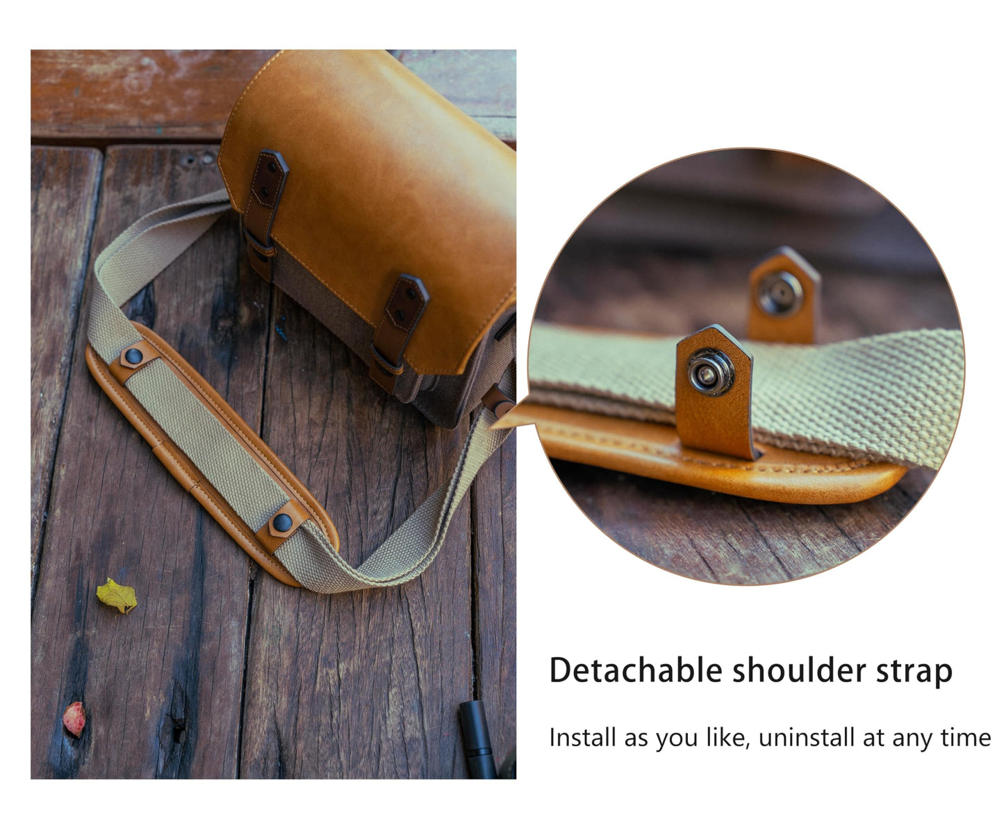 VueFoto Camera Messenger Bag,Vintage Leather Flip-top Waterproof Camera Bag,Compatible with Canon,Nikon,Sony SLR/DSLR Mirrorless Cameras For Women