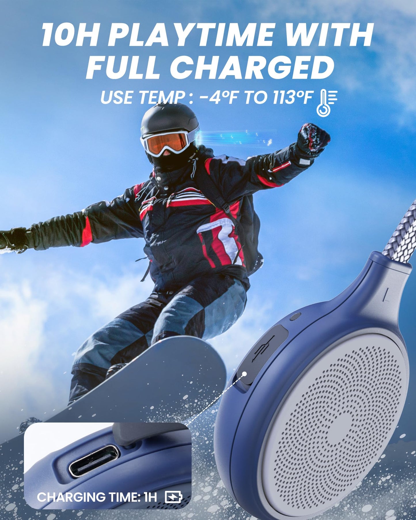 OutdoorMaster Wireless Bluetooth 5.3 Ski Helmet Drop-in Headphones HD Speaker Chip Compatible with Audio-Ready Helmet with Built-in Mic…