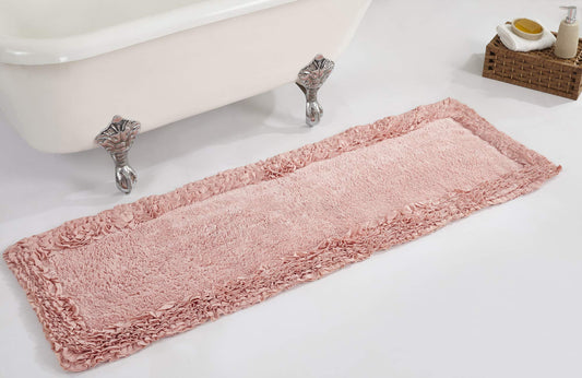 Better Trends 100% Cotton 20x60 Long Runner Bath Mat Extra Soft Non-Slip Bath Rug Water Absorbent Washable for Bathroom Floor Tub Shower Pink Shaggy…
