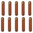 10-Pack Leather Cord Organizer Set - Earbud Case & Cable Keeper for Headphones, USB Cords, and Chargers (Brown, Gift-Ready for Men & Women)
