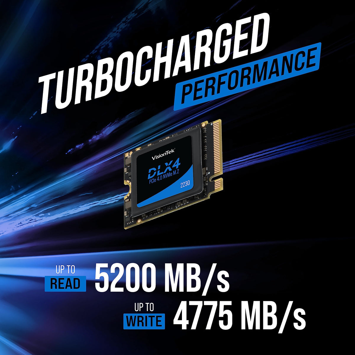 VisionTek 2230 DLX4 M.2 SSD - 512GB - PCIe Gen 4.0 x4 NVMe - 5200MB/s Read, 4775MB/s Write - Laptops, Handheld Gaming PCs, NUC