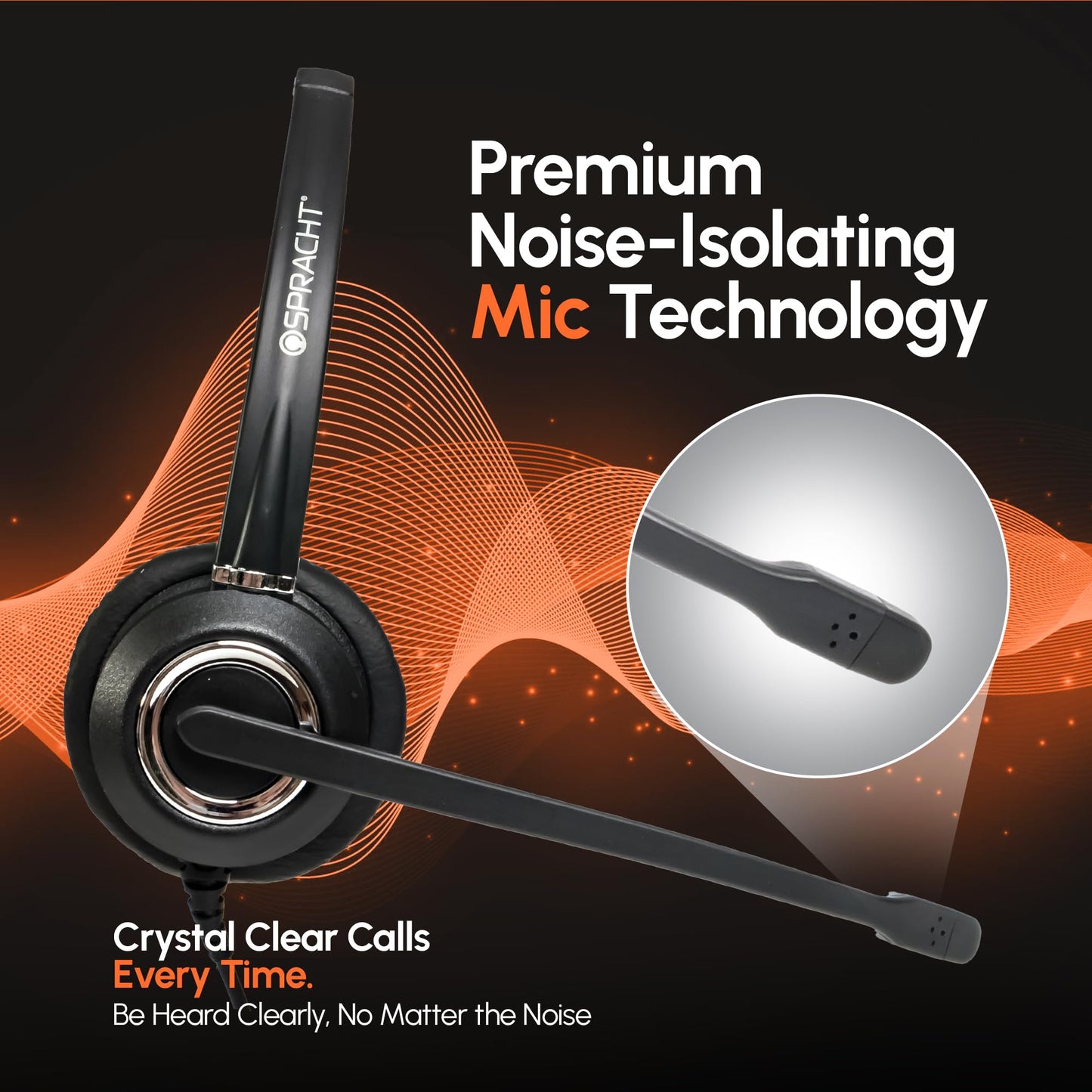 Spracht Wired Headset for Desktop Phone | Single Ear Universal Headset for Office Telephones | Mono Head Set with Microphone - Works with Polycom
