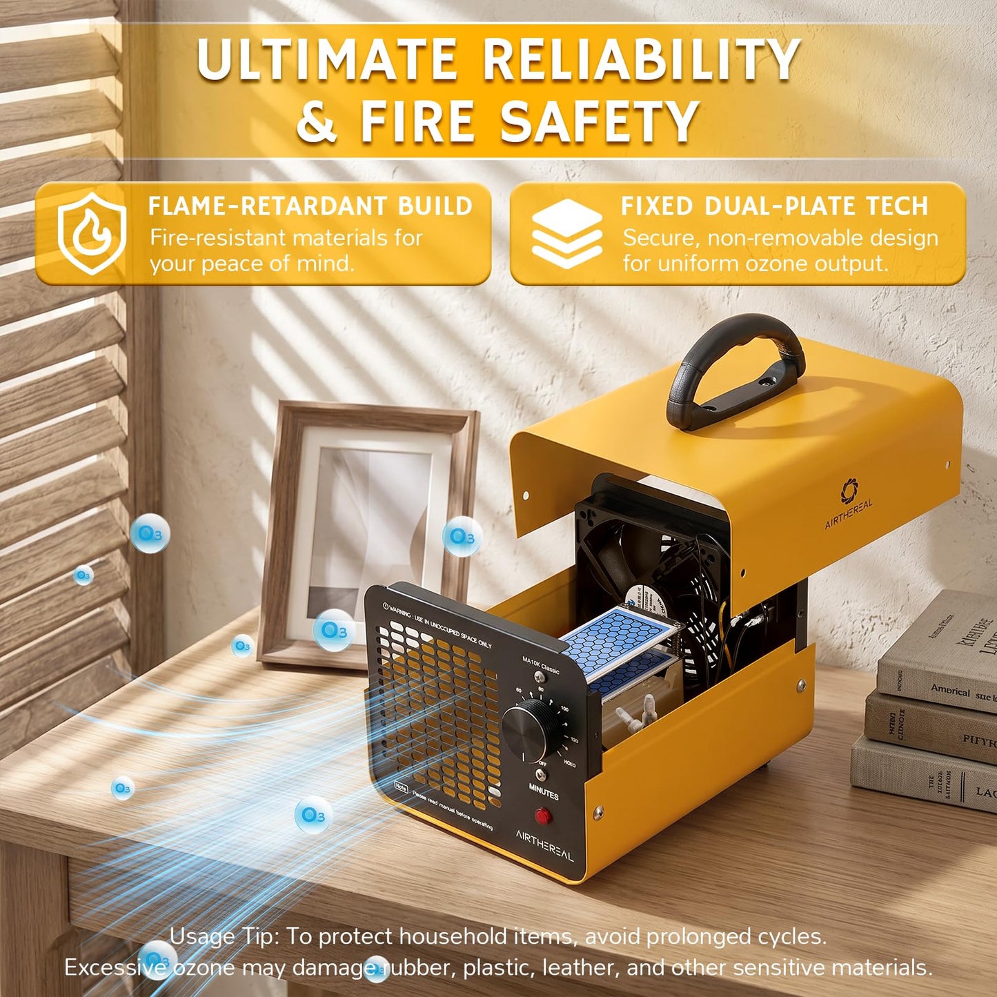 Airthereal MA10K Ozone Generator, Upgraded Honeycomb, 3500 Sq Ft, Yellow