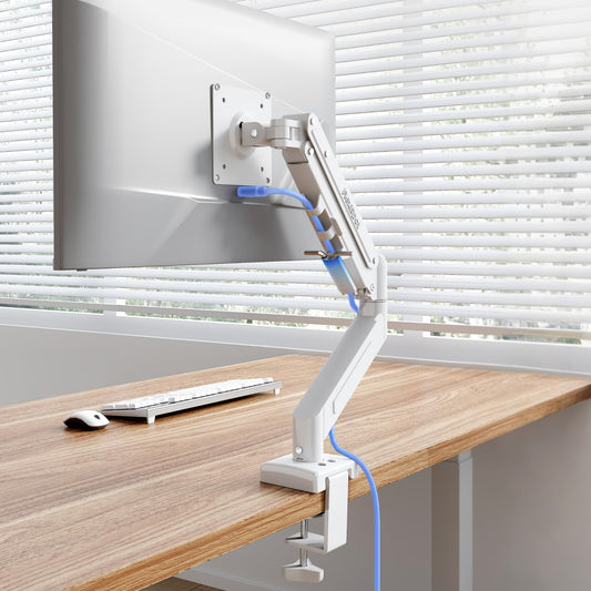 Flexispot Single Monitor Arm, 17-32 Inch Monitor Mount up to 19.84 lbs, Fast Install VESA Mount for Home Office Gaming, Full Adjustable Gas Spring