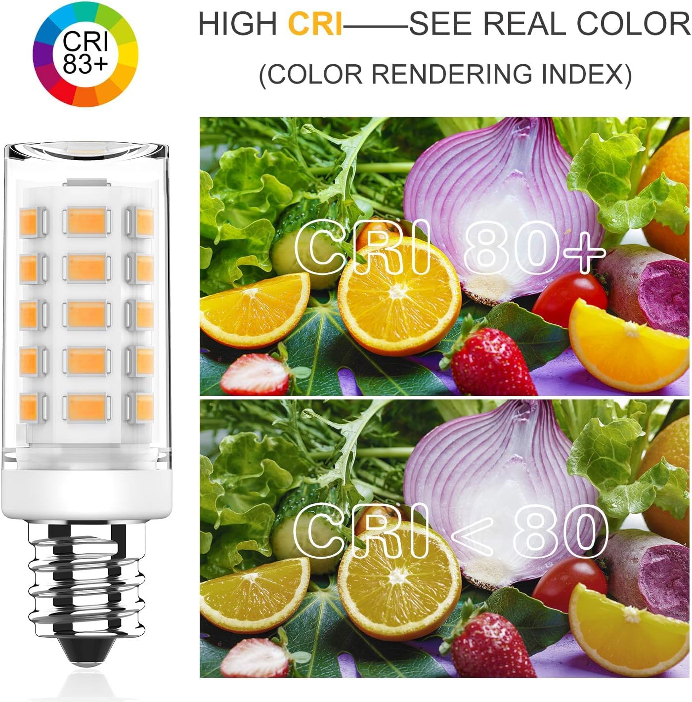 KLG E12 LED Bulb, Mini Candelabra Base, 4W (40W Equivalent), 3000K Warm White Non-Dimmable, T3/T4 Small Bulb for Ceiling Fans and Chandeliers, 6 Pack