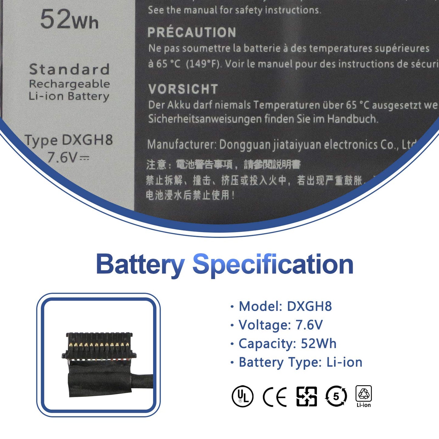 ANTIEE DXGH8 Laptop Battery for Dell XPS 13 9370 9380 7390 Inspiron 13 7390 7391 2-in-1 Inspiron 5390 5391 7490 Latitude 3301 E3301 Vostro 5390 5391