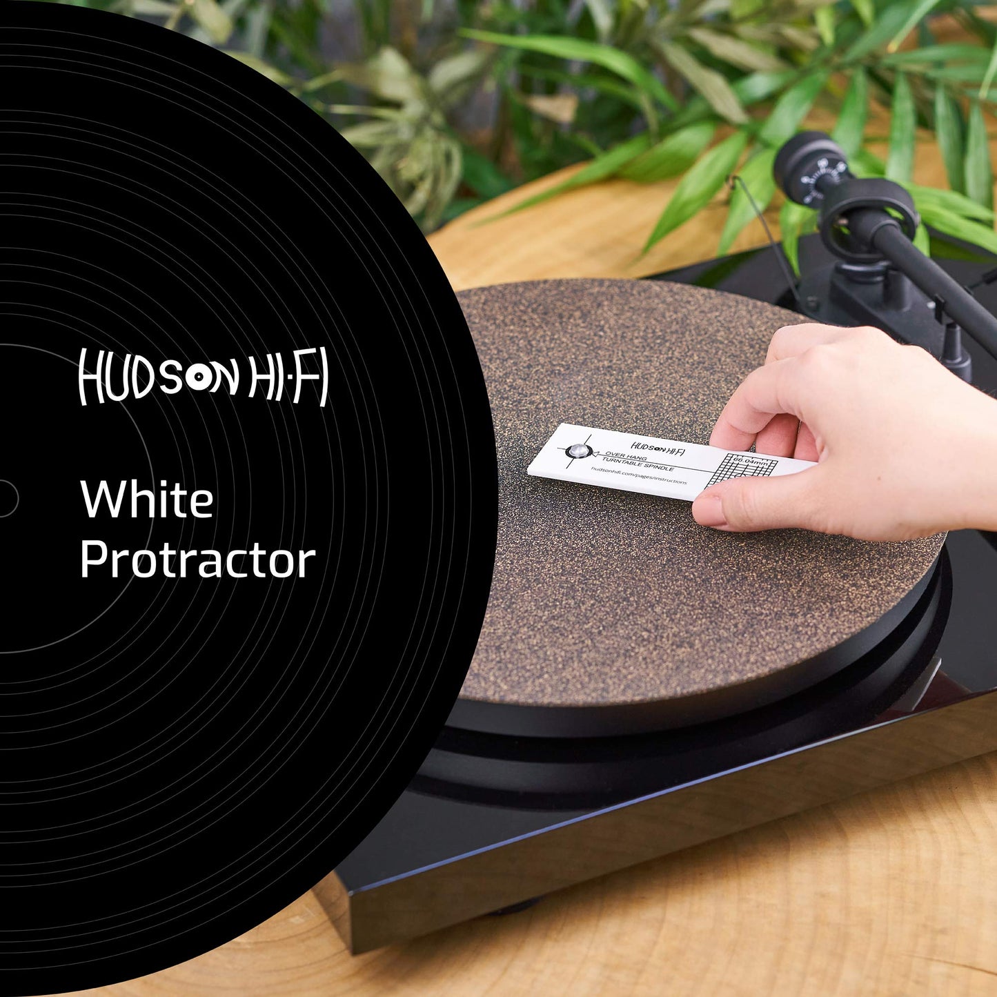 Hudson Hi-Fi Turntable Phonograph LP Phono Cartridge Stylus Alignment Protractor Tool-High Contrast (VTA Sold Separately)