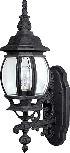 Capital Lighting 9867BK French Country Clear Glass Outdoor Wall Sconce, 19" H x 7" W, 1-Light 100 Watts, Black
