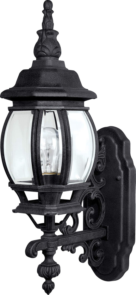 Capital Lighting 9867BK French Country Clear Glass Outdoor Wall Sconce, 19" H x 7" W, 1-Light 100 Watts, Black