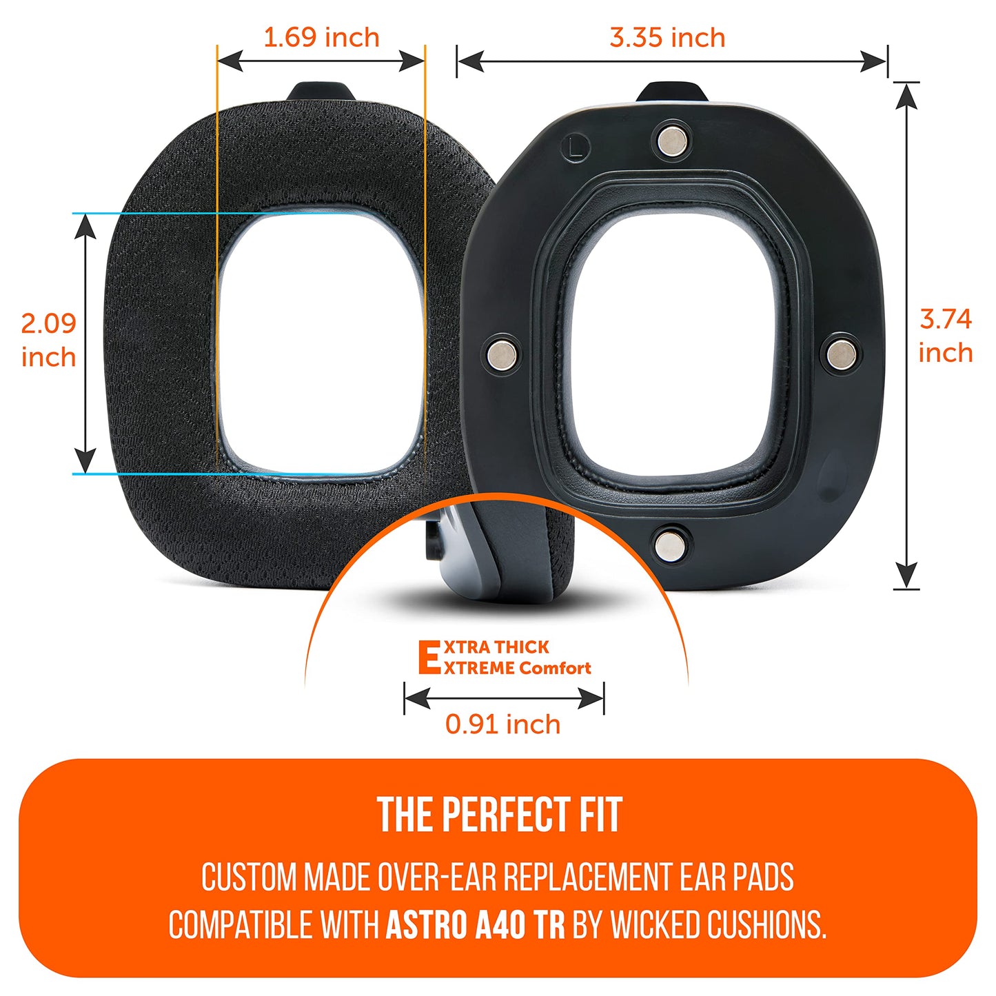 WC Freeze A40- Hybrid Fabric Cooling Gel Replacement Earpads for Astro A40 TR Only, Made by Wicked Cushions, Improved Durability, Thickness and Sound
