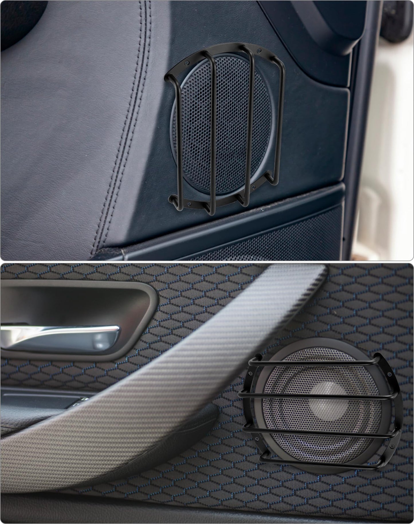 QWORK 8 Inch Bar-Type Subwoofer Grill Satin Black Finish, Compatible with Most Round Car Audio Subwoofers, 2 Pcs