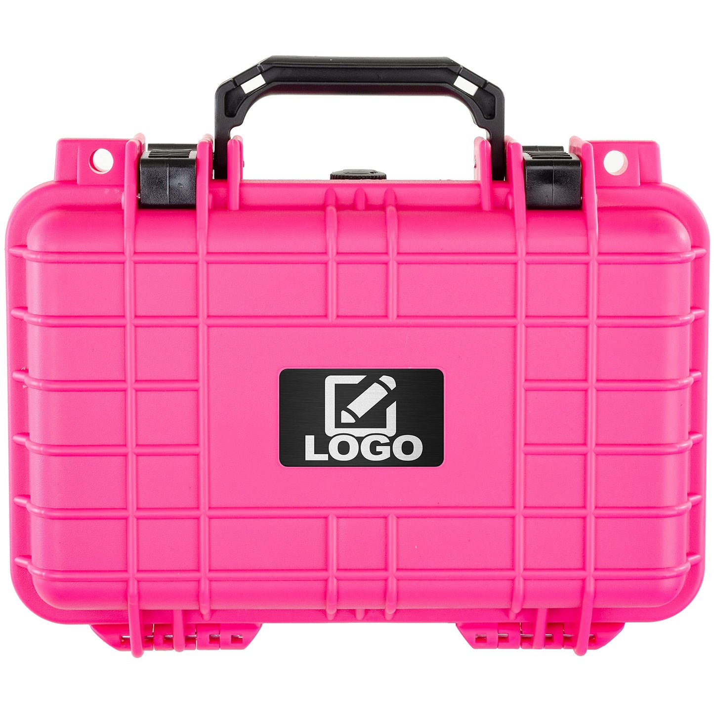 Eylar Protective Gear and Camera Hard Case with Custom Logo Plate Waterproof Dry Box with Foam 11.6 Inch 8.3 Inch 3.8 Inch (Pink)