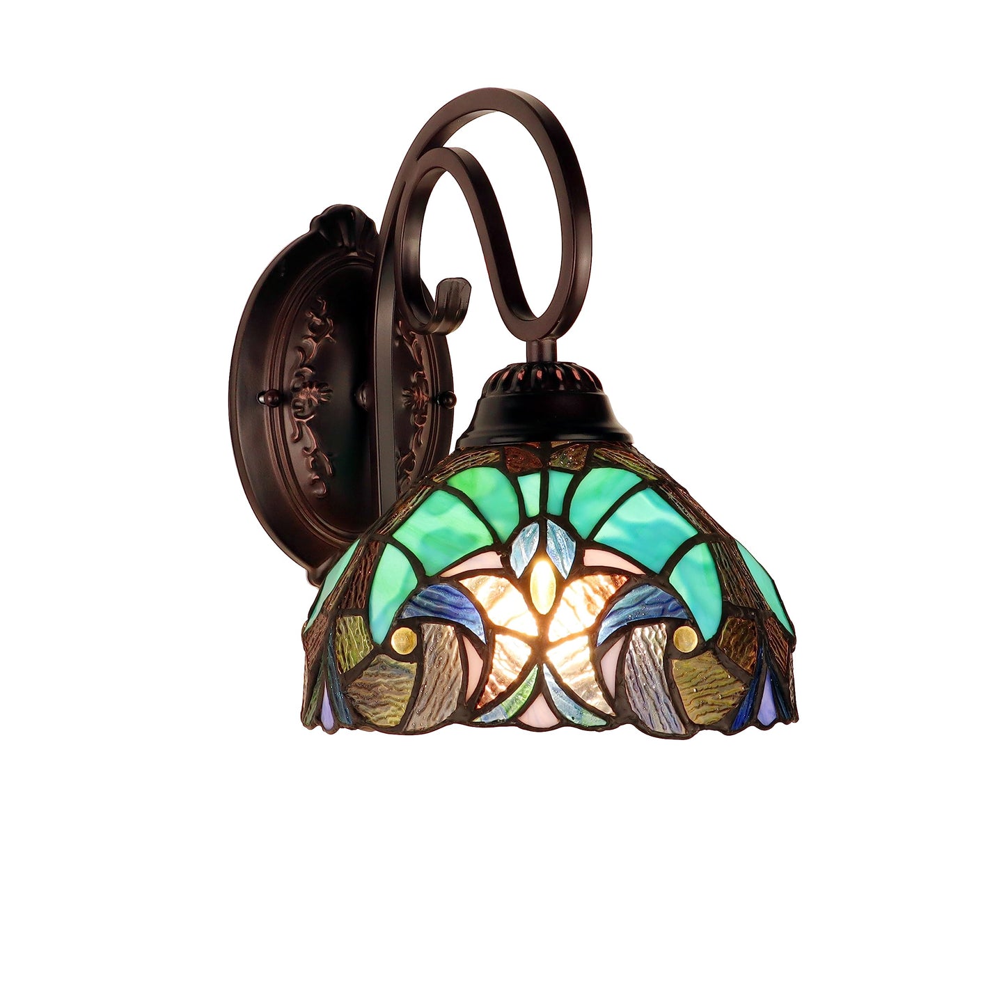Chloe Lighting Liaison Victorian-Style 1-Light Antique Dark Bronze Finish Wall Sconce 8" Shade