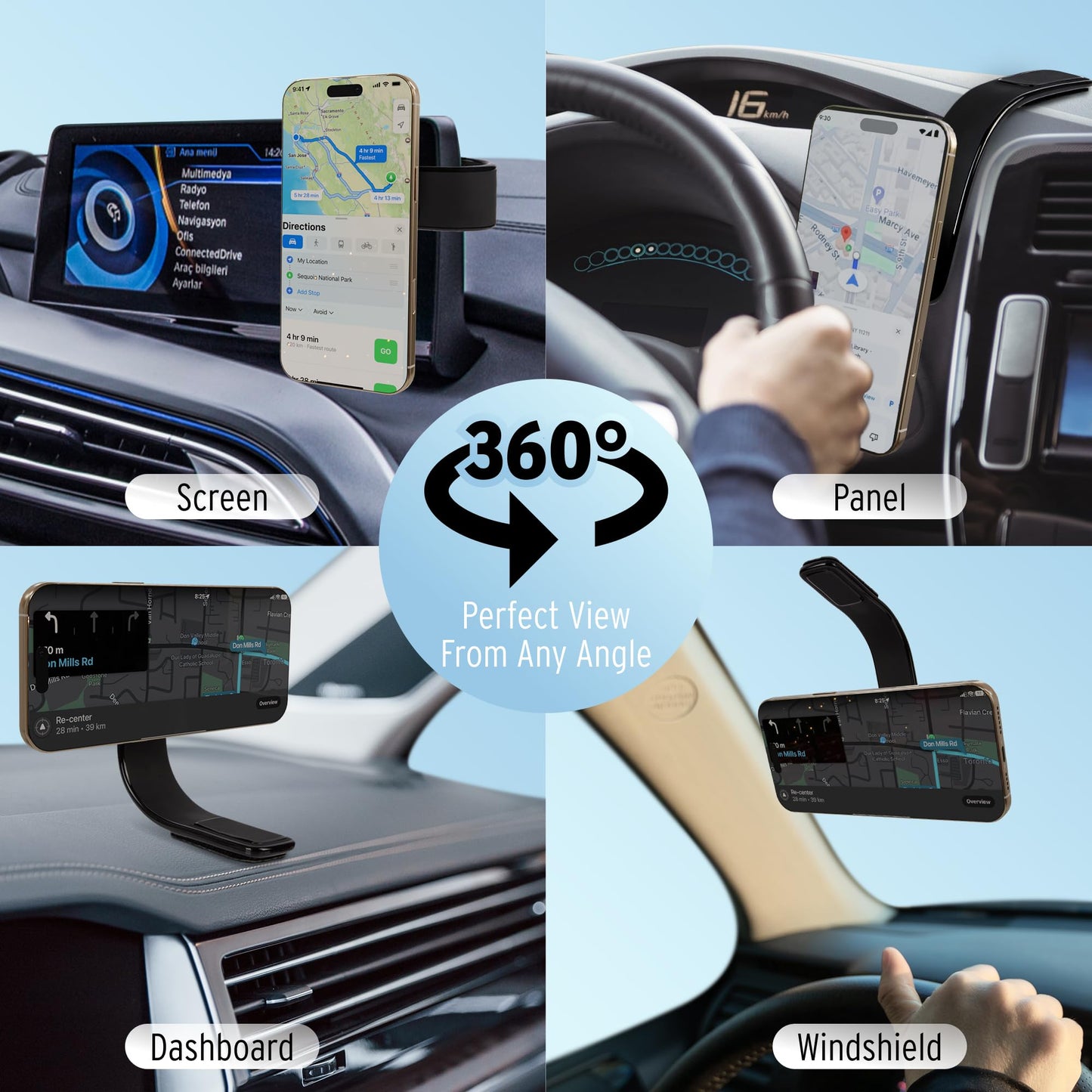 Car and Driver Magnetic Phone Holder for Car - MagSafe Compatible Dashboard Mount, Strong N55 Magnets, Flexible Aluminum Arm, iPhone 17/16/15/14/13