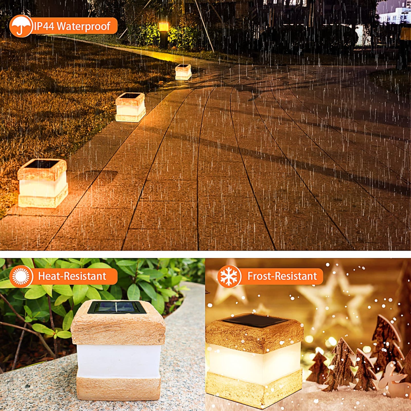 2 Pack Solar Rock Lights Outdoor - Solar Garden Decor Landscape Pathway Lights Waterproof with Warm LED Lights for Table Patio Yard Garden Walkway