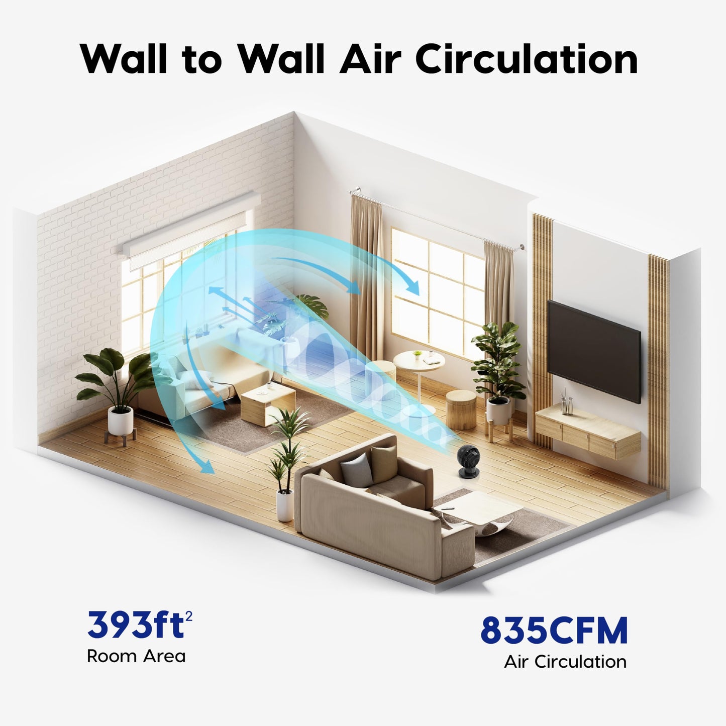 IRIS USA WOOZOO Air Circulator Fan with Remote, 8 Speeds, DC Motor, Black