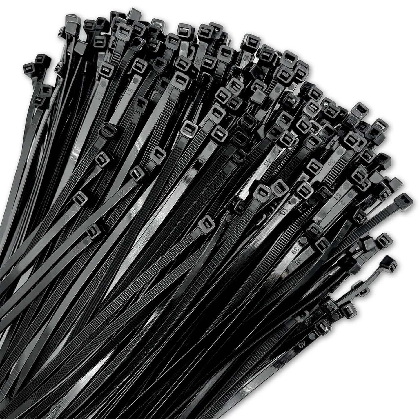 250-Pack Heavy-Duty Black Zip Ties - 50lb Strength Industrial Nylon Cable Ties for Garage, Workshop & Outdoor Wire Management