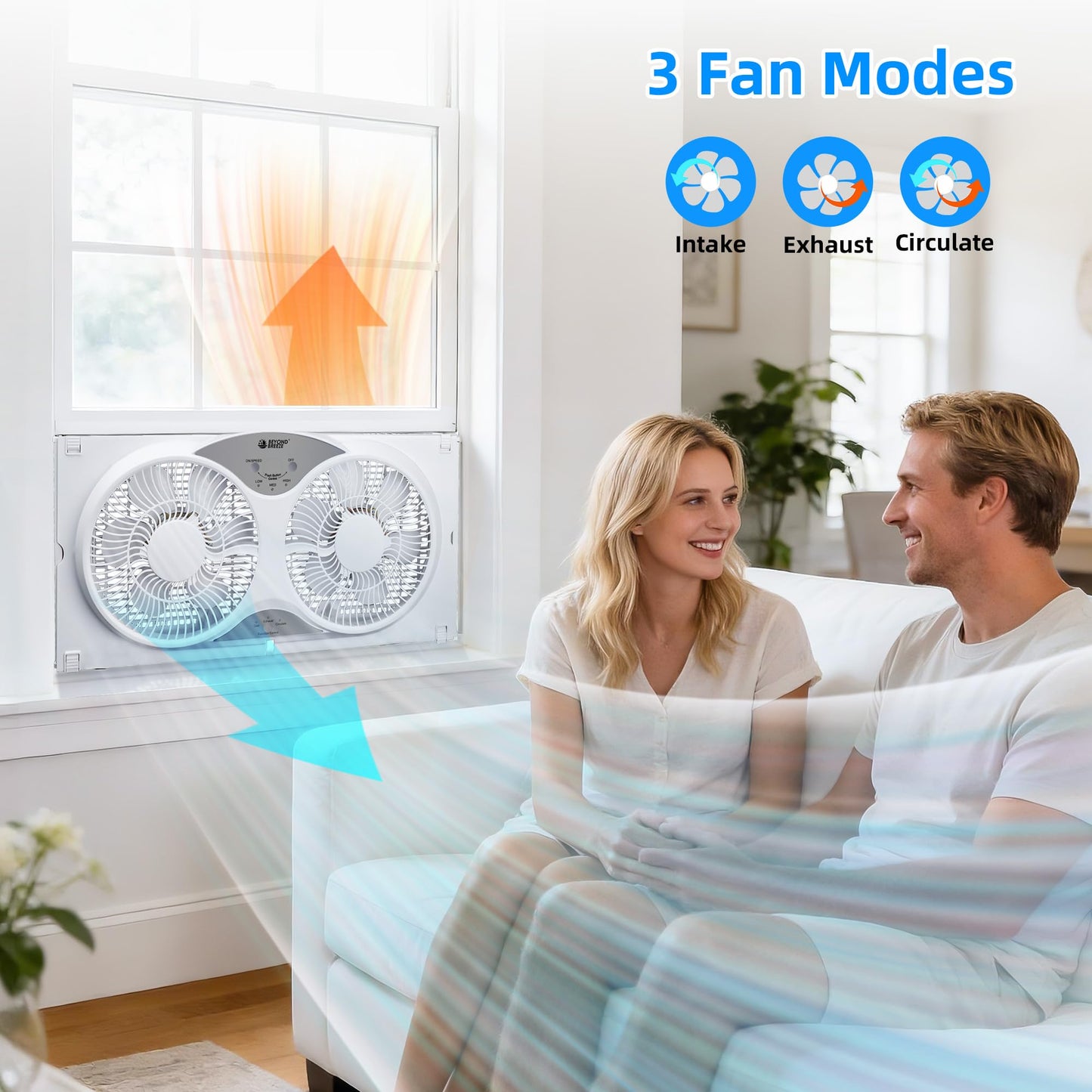 BEYOND BREEZE 9" Dual Window Fan Reversible Airflow with Exhaust and Intake