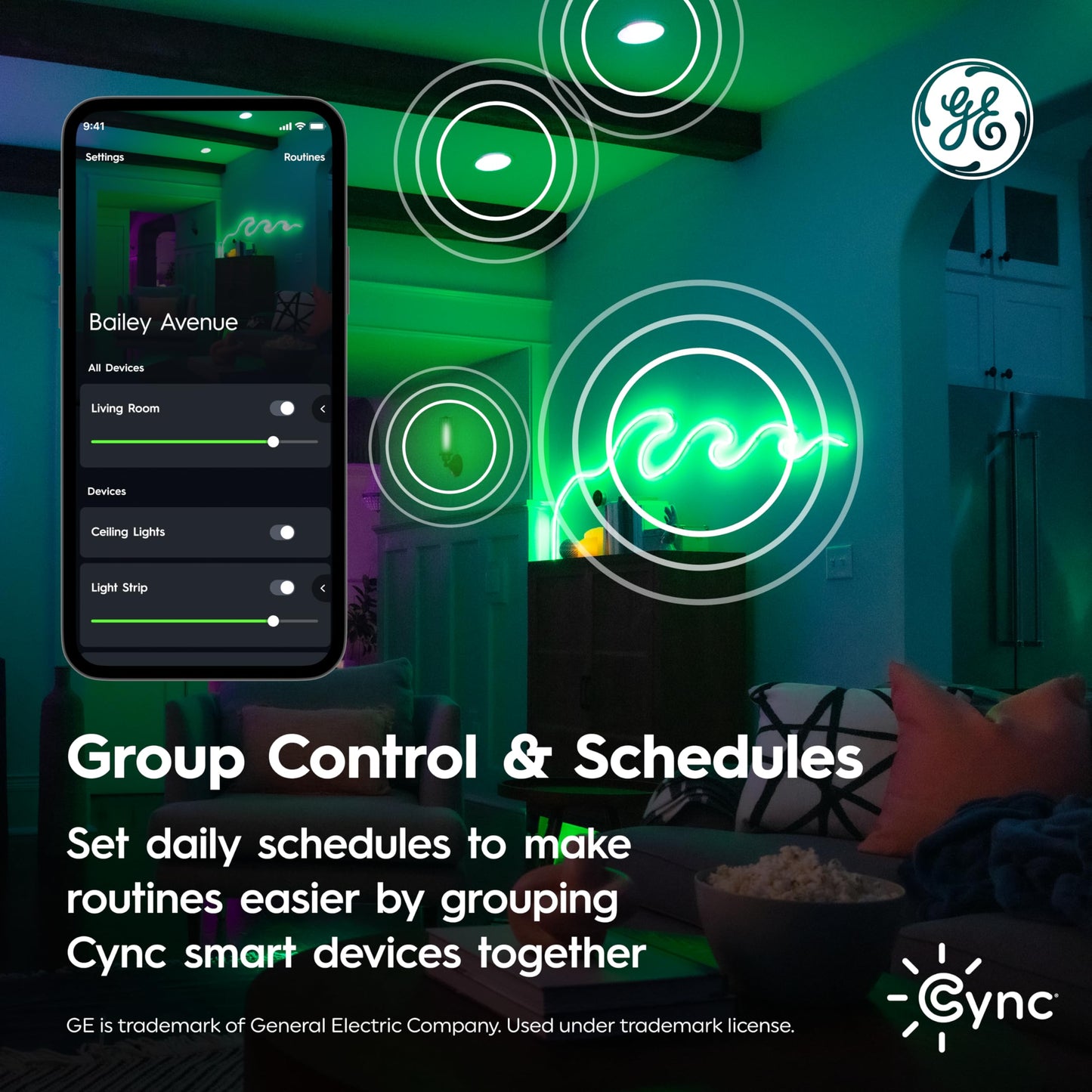 Cync GE Smart Color Changing LED Bulbs, WiFi, Matter, A19, 3 Pack