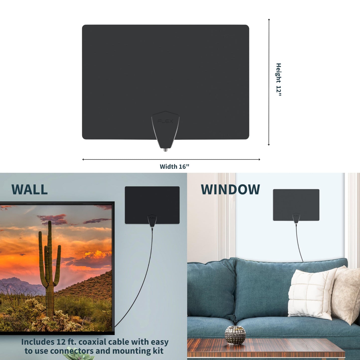Antennas Direct ClearStream Flex Amplified Indoor TV Antenna, UHF VHF, Multi-Directional, Reversible, 50+ Mile Range - w/Jolt Switch Amplifier