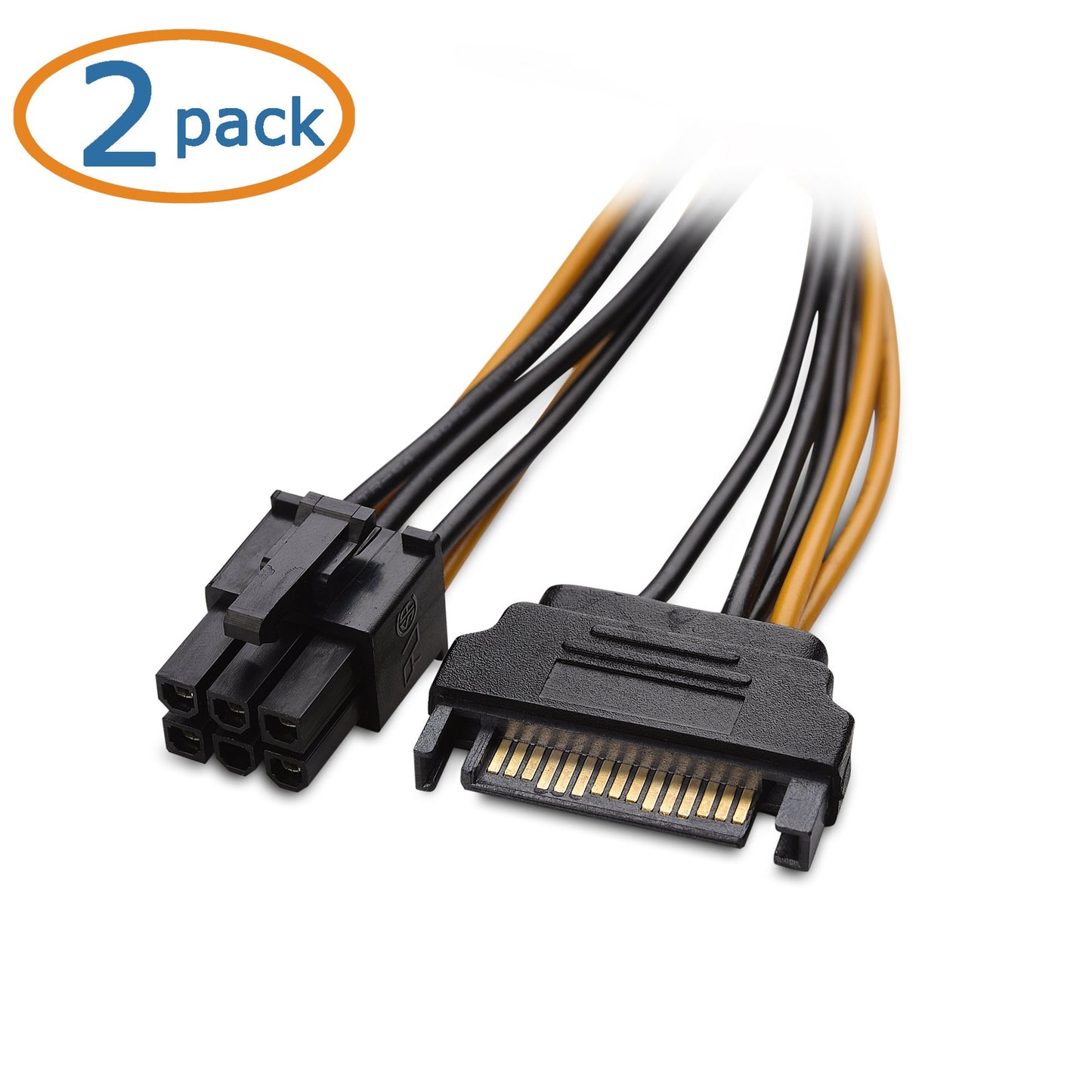 Cable Matters 2-Pack 6 Pin to SATA Power Cable (SATA to 6 Pin PCIe) - 8 Inches