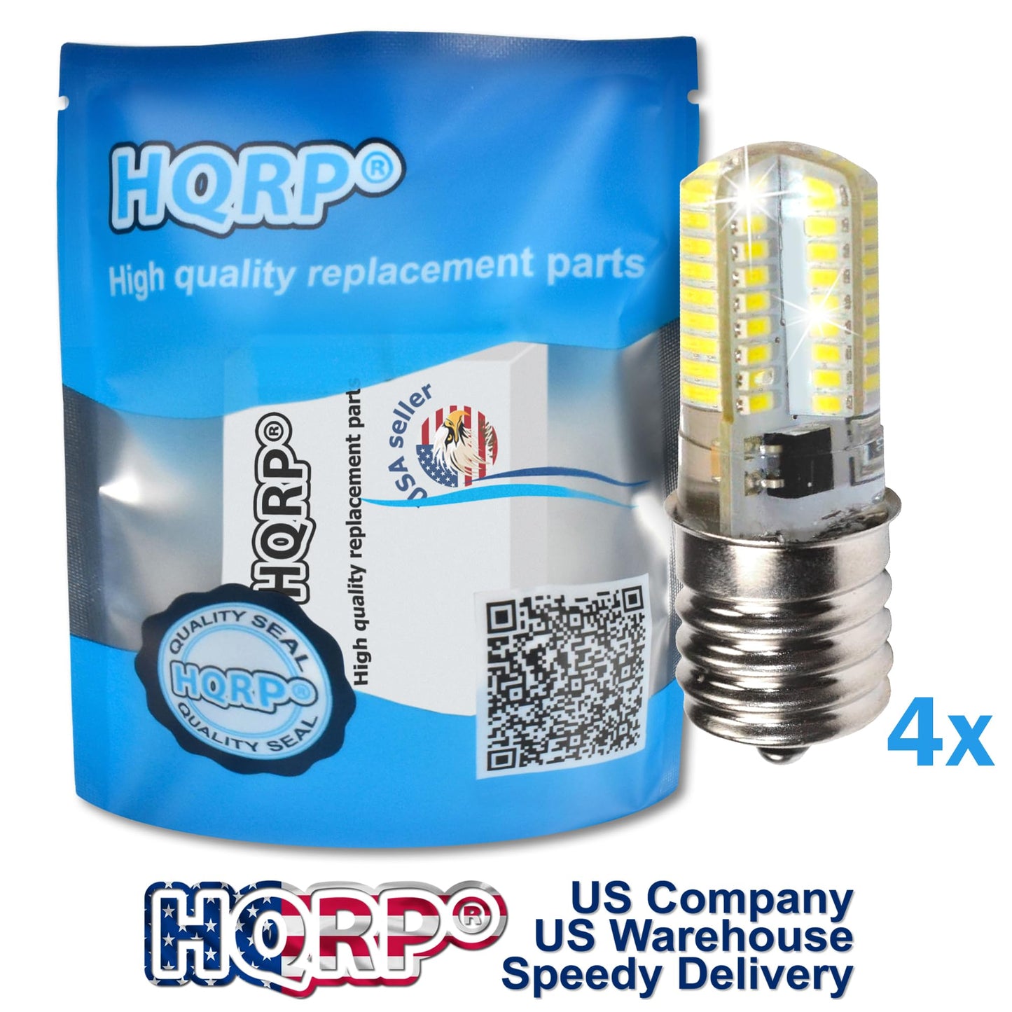HQRP 4-Pack 110V E17 Base Silicone Crystal Dimmable LED Bulbs Warm White Compatible with Bosch HMV9305-01 / 25T8N / 423878 Replacement