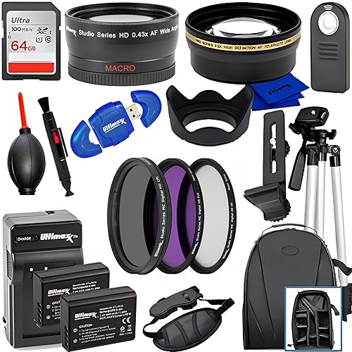 Ultimaxx 58MM Accessory Kit for Canon EOS Rebel T7, T6, T5, T3, T100, 4000D, 3000D, 2000D, 1500D, 1300D, 1200D 1100D, and More; Includes: 2X LP-E10