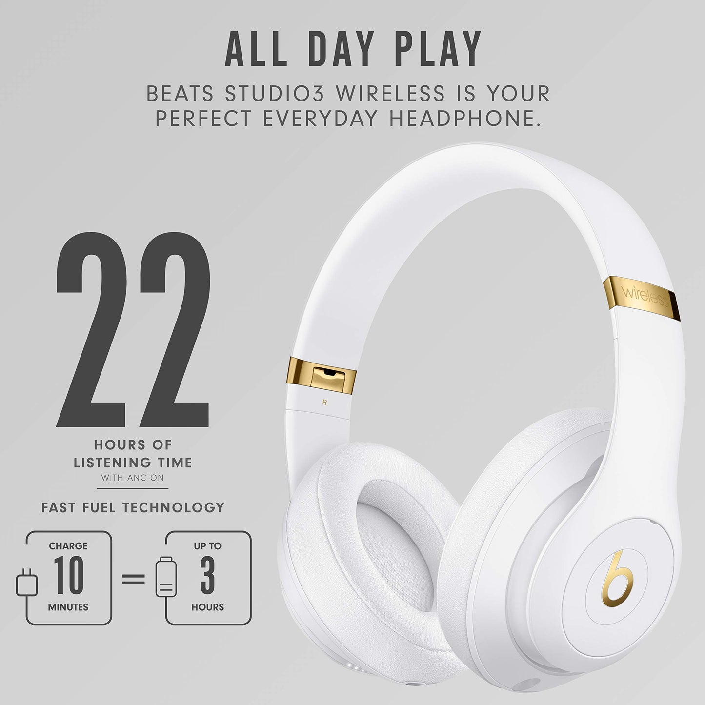 Beats Studio3 Wireless Noise Cancelling Over-Ear Headphones - Apple W1 Headphone Chip, Class 1 Bluetooth, 22 Hours of Listening Time, Built-in…
