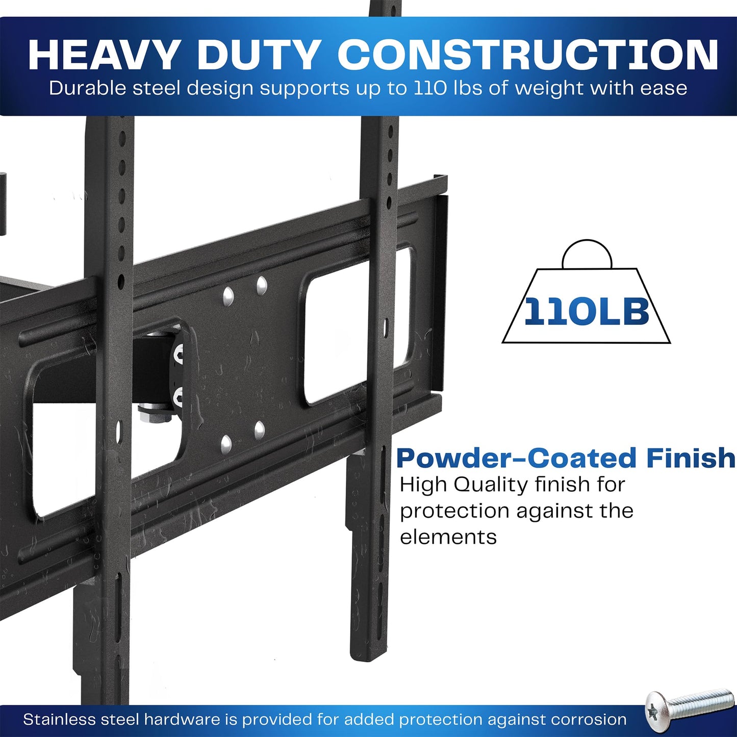 VIVO Outdoor Full Motion TV Wall Mount for 37 to 80 inch Screens, Articulating Bracket Holds up to 110 lbs, Max VESA 600x400, Black, MOUNT-TV80WP