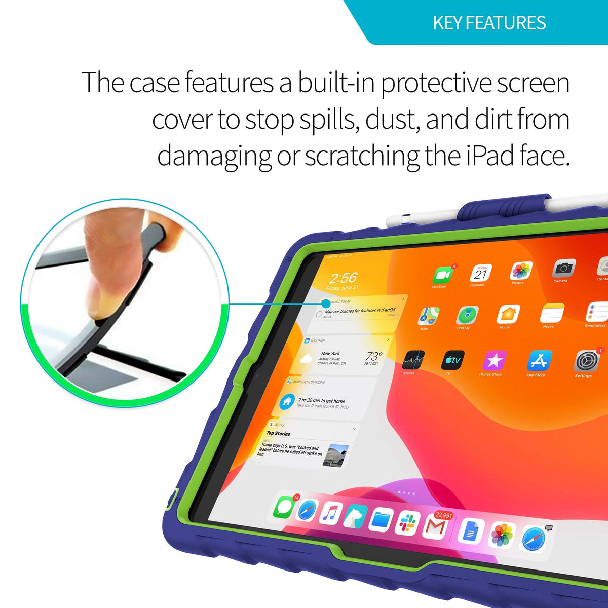 Gumdrop Hideaway Case for Apple iPad 9th/8th/7th Gen - Blue/Green