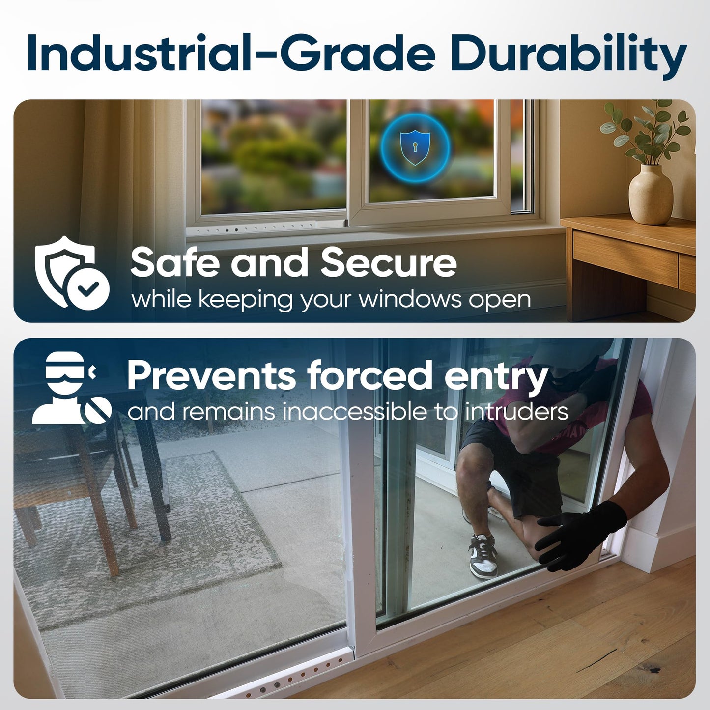 Adjustable Sliding Door Security Bar & Window Safety Bar, Durable Security Door Stopper for Apartment & Home Protection, Child Safety Lock & Works