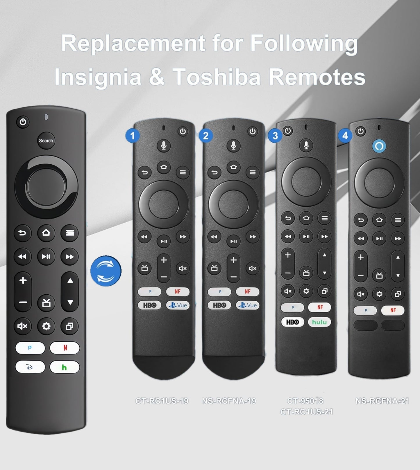 Replacement Remote for Insignia, Toshiba, Pioneer Smart TV, Compatible with Smart TV with 4 Shortcut Keys
