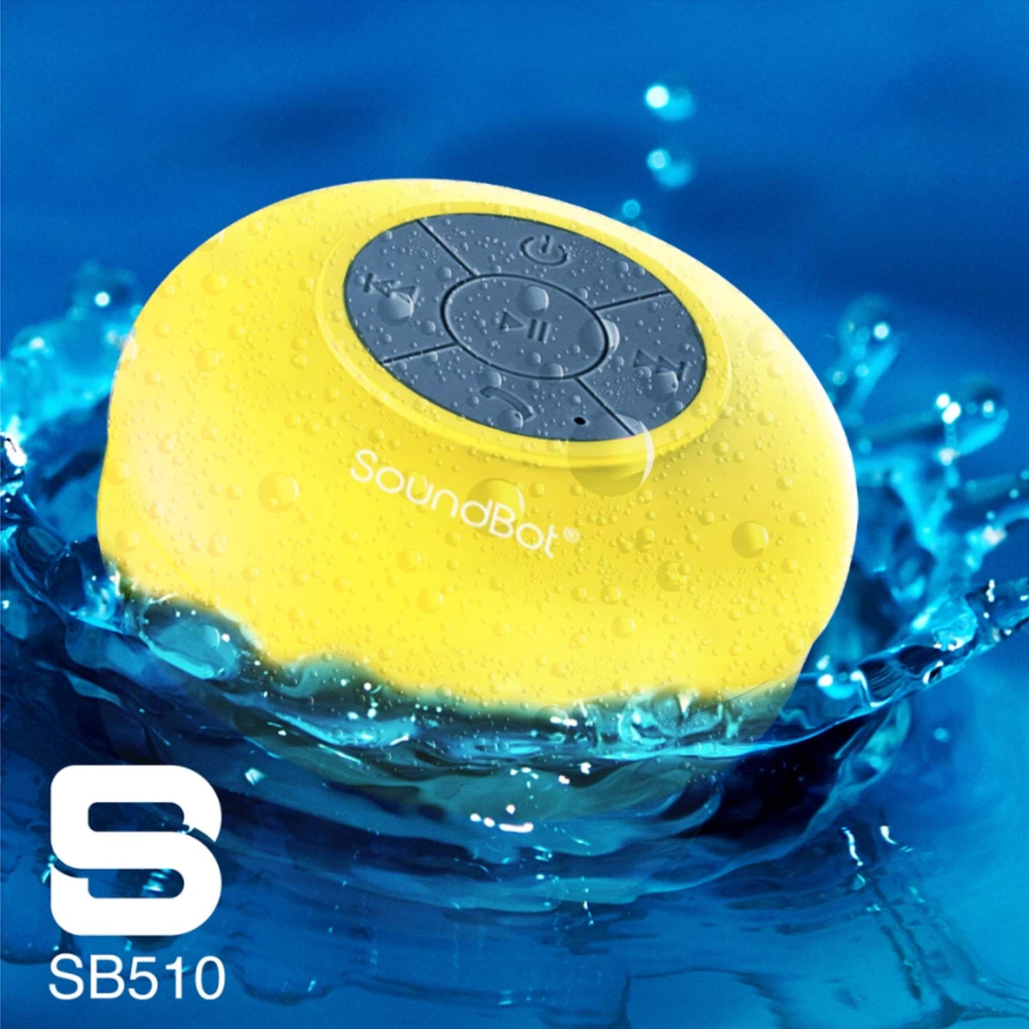 SoundBot® Waterproof Shower Speaker HD Water Resistant Bluetooth Handsfree Portable with Loud Clear Sounds 6+hrs of Playtime, Wireless Suction Cup