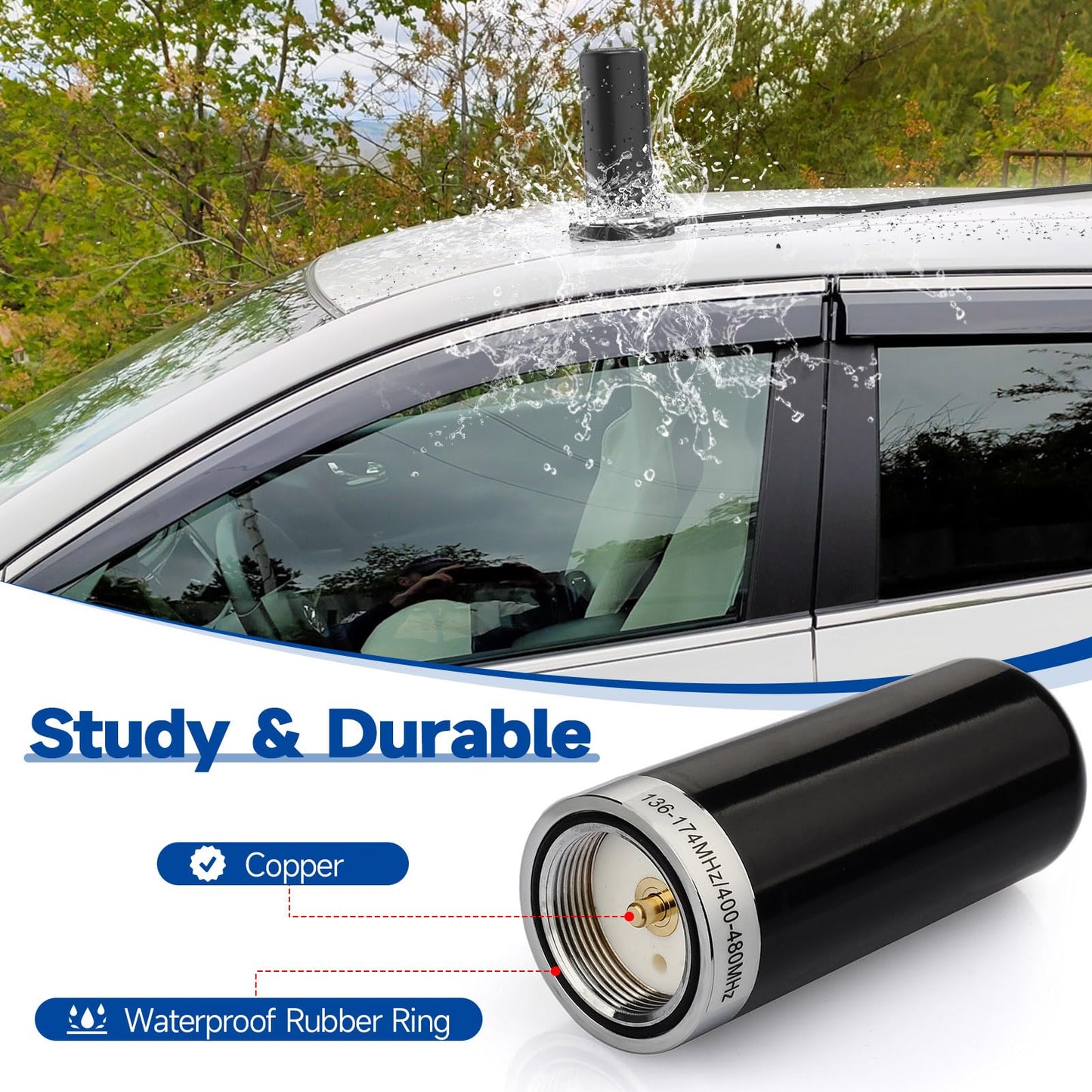 Bingfu Vehicle Mobile Ham Radio Antenna Dual Band VHF UHF 136-174MHz 400-470MHz NMO Mount Magnetic Base Low Profile Antenna PL259 Male Connector