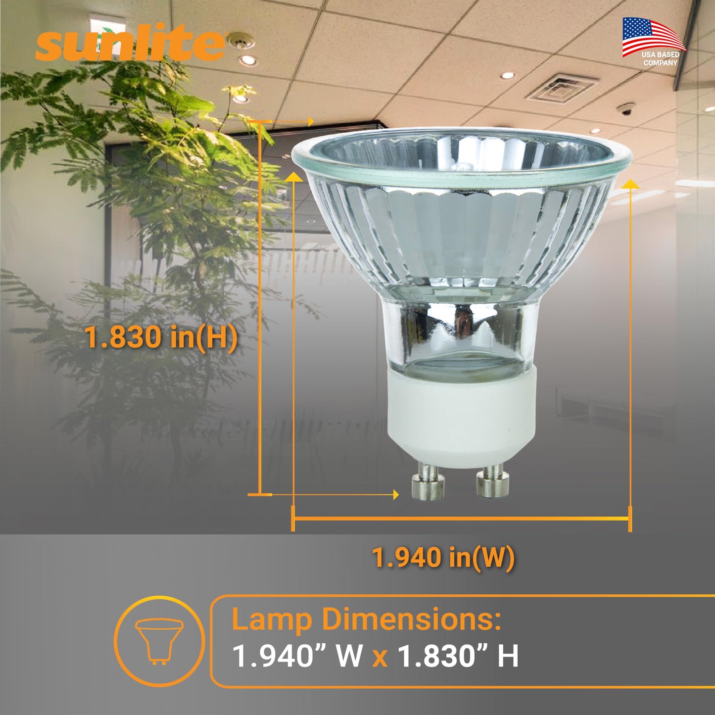 Sunlite 40712 MR16 Halogen Reflector Bulb, 35 Watt, 38° Flood, 120 Volt, 2000 Hour Life Span, Dimmable, GU10 Base, Cover Guard, 3200, ANSI FMW
