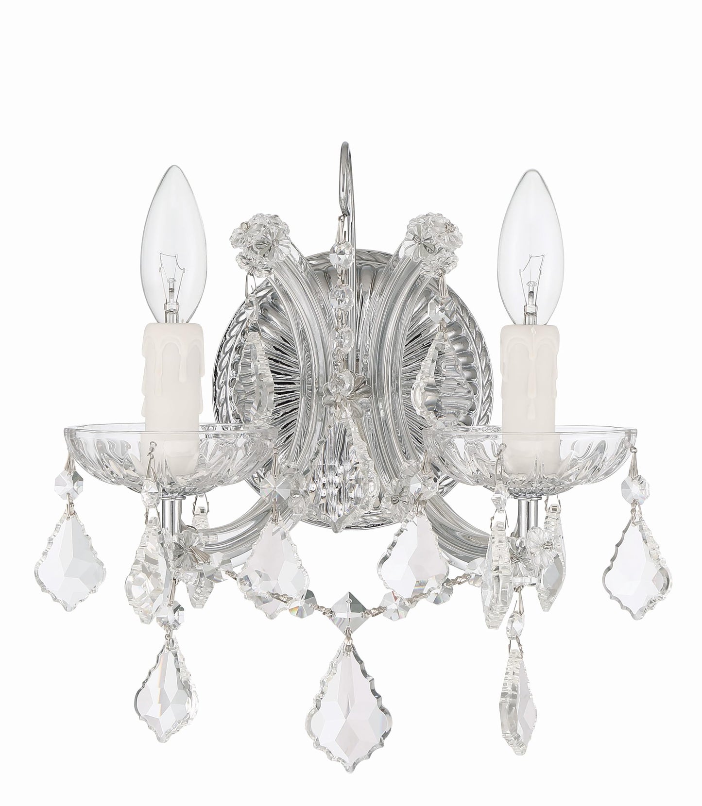 Crystorama Maria Theresa 2 Light Clear Italian Crystal Polished Chrome Sconce