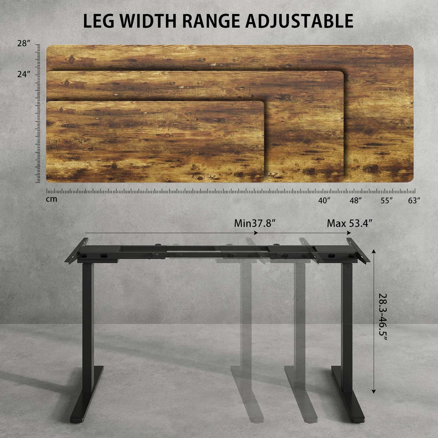 Gamork Dual Motor Electric Standing Desk Frame,Adjustable height and length,The maximum size it can accommodate is 63*28 inches for the tabletop,3