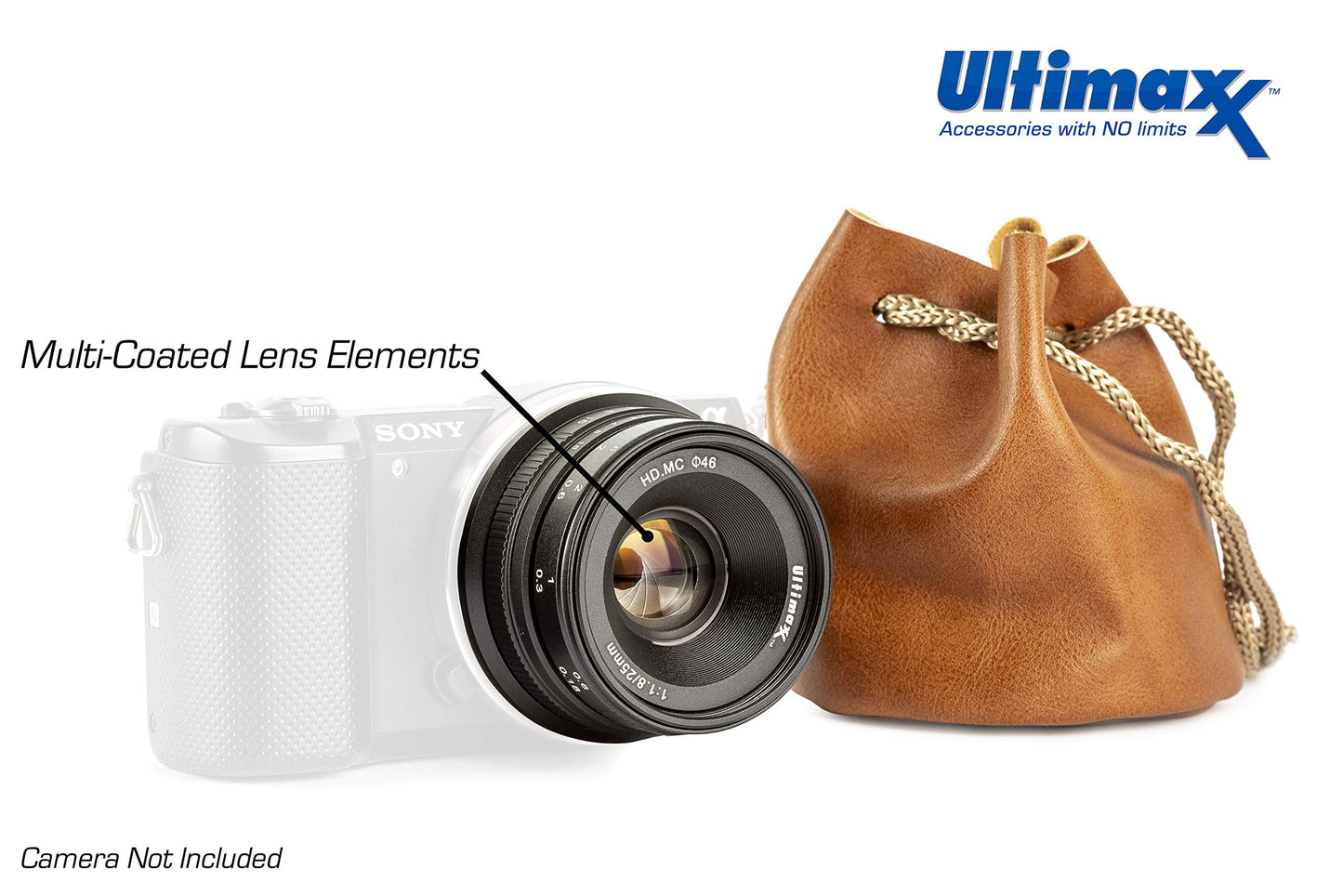 Ultimaxx 25mm f/1.8 Manual Lens Kit for Sony FS7, FS7M2, FS5, FS5M2K, a9, a99II, A7, A7II, A7R, A7SII, A7III, A7RIII, a6500, a6300, a6000, a5100