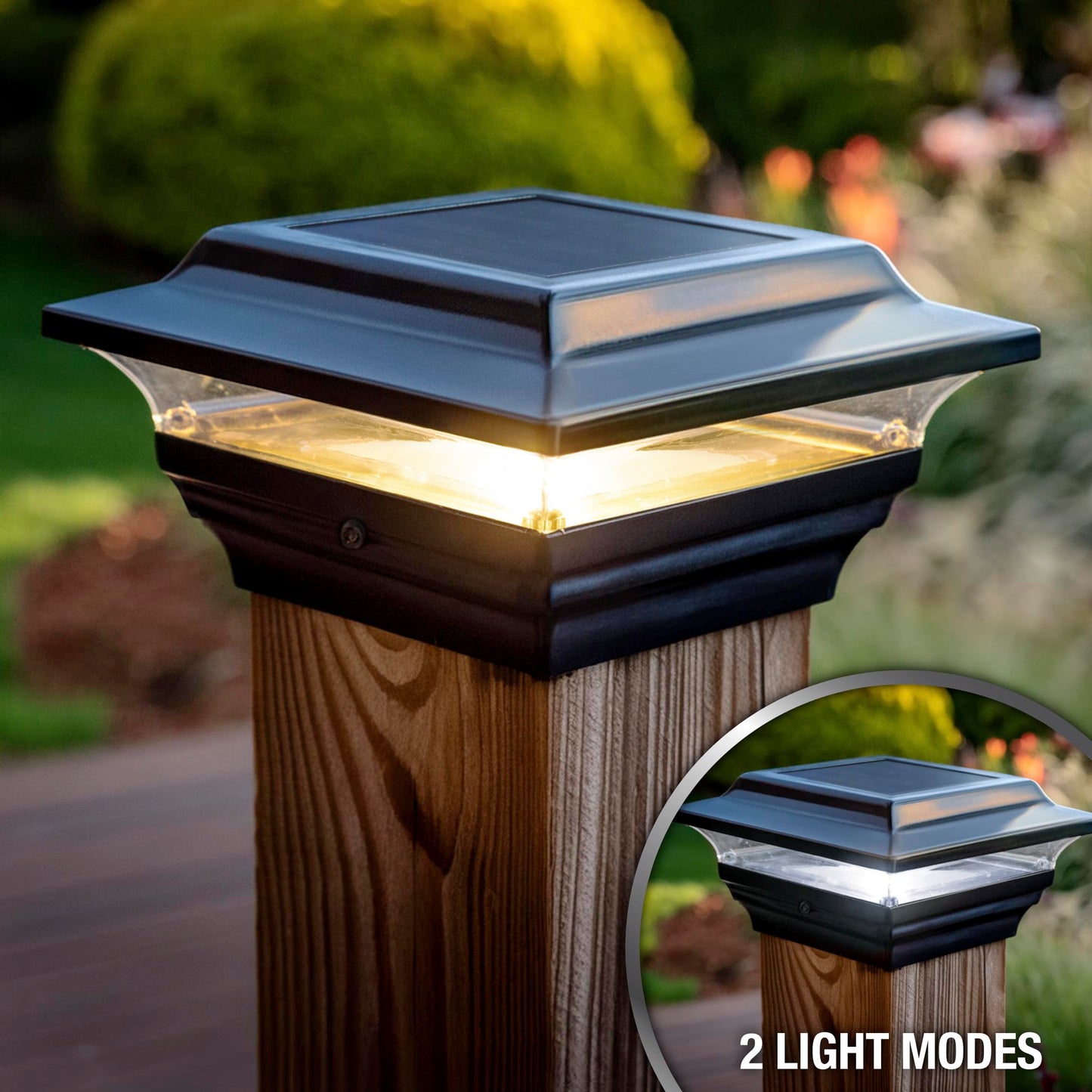 Classy Caps 4x4 Imperial Solar Post Cap - Fits 3.5"x3.5" and 4"x4" Deck & Fence Posts - Black Cast Aluminum - Warm and Cool Light Modes - Heavy-Duty