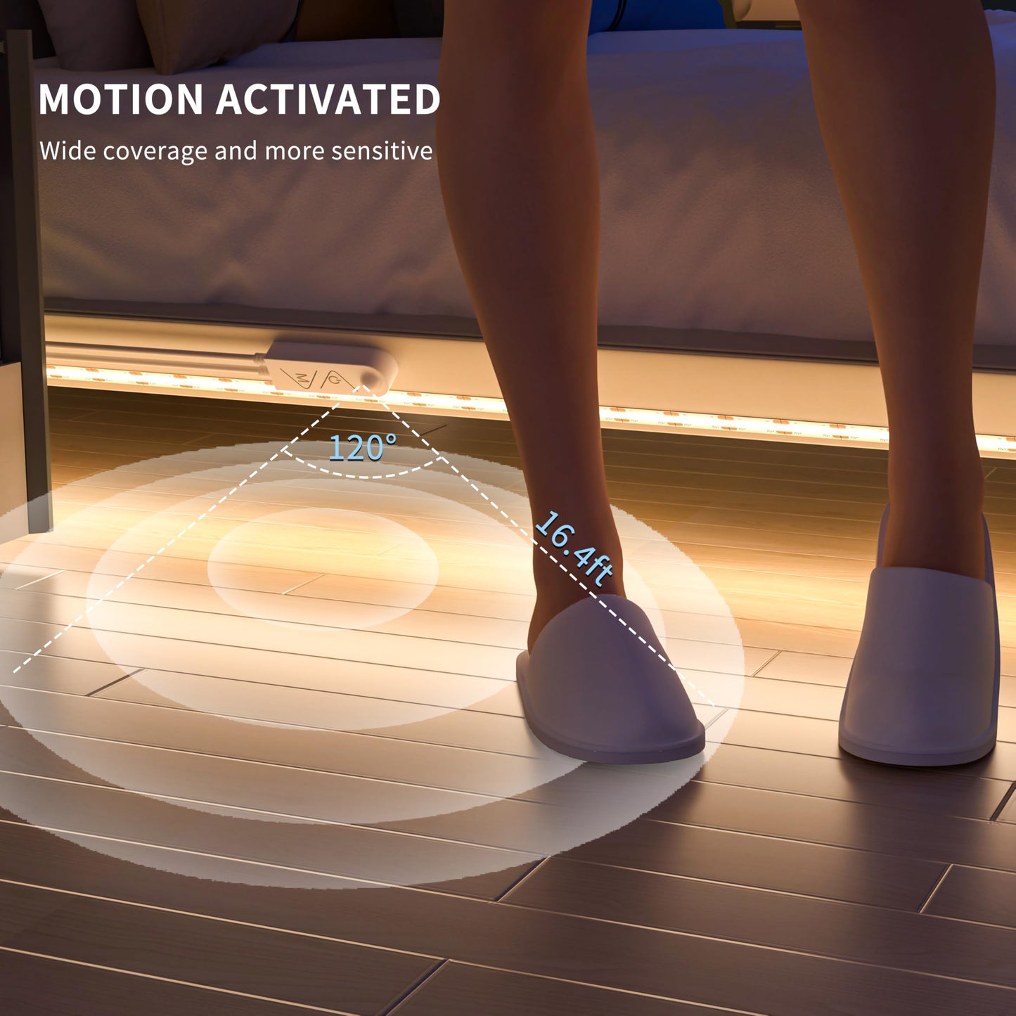 PAUTIX COB LED Strip Lights,Dotles LED Lights with Motion Sensor,5V USB LED Strip Light 4000K Natural White,Super Bright Dimmable Motion Activated LED
