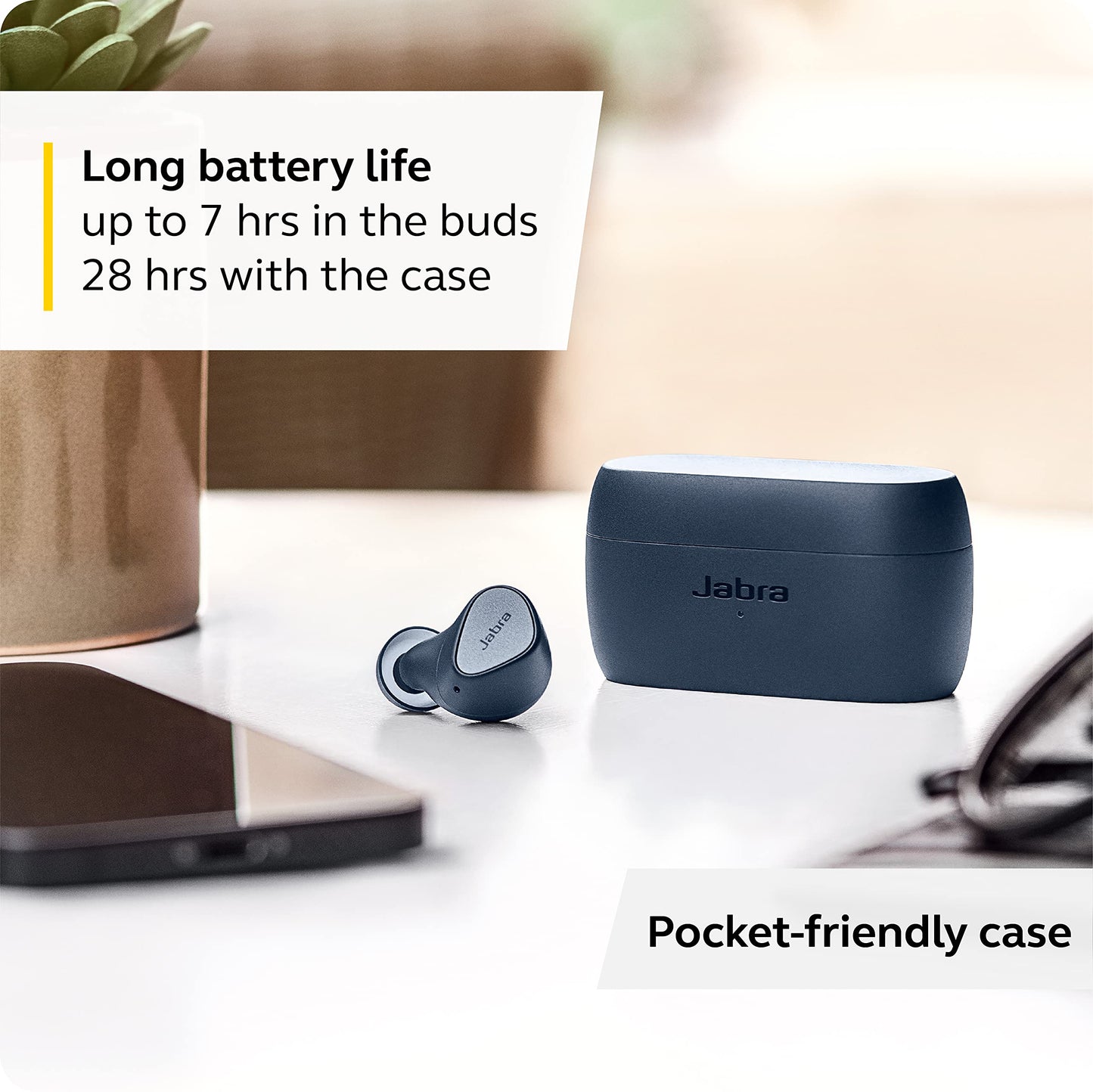 Jabra Elite 3 in Ear Wireless Bluetooth Earbuds - Noise Isolating True Wireless Buds with 4 Built-in Microphones for Clear Calls, Rich Bass
